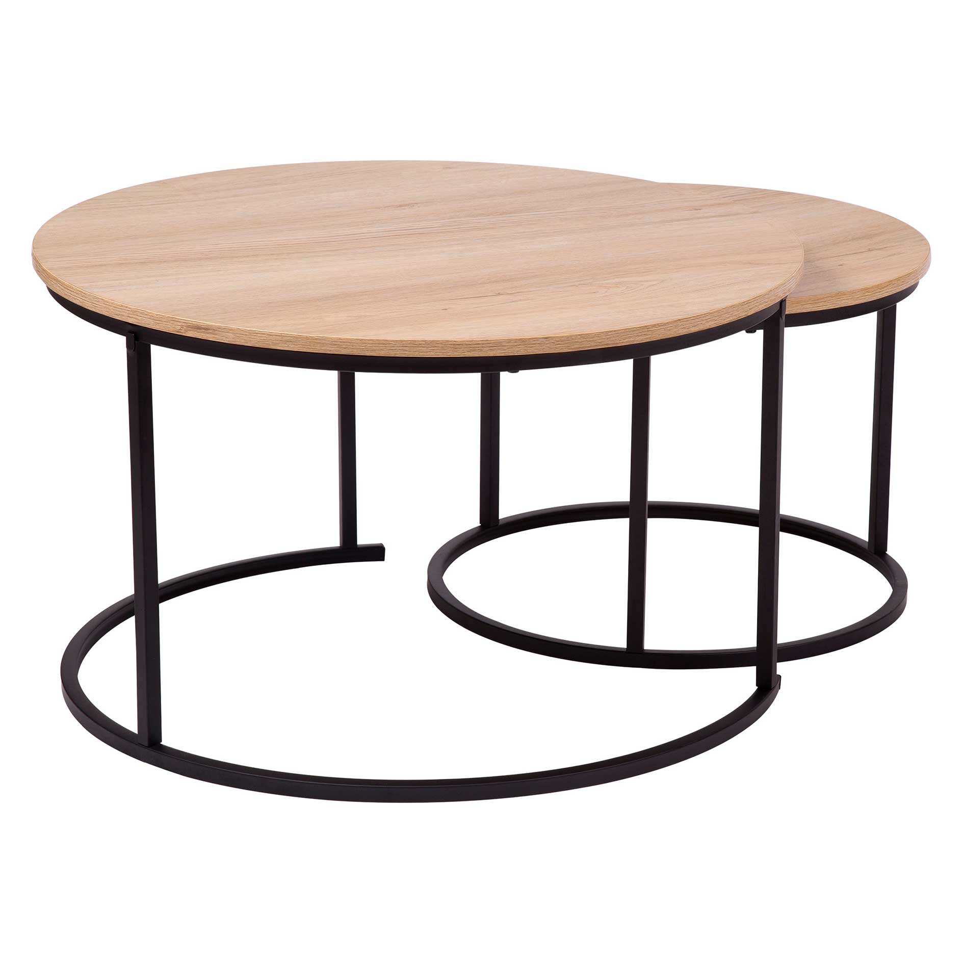 2er-Set Couchtisch - Artisan Eiche - Gestell schwarz