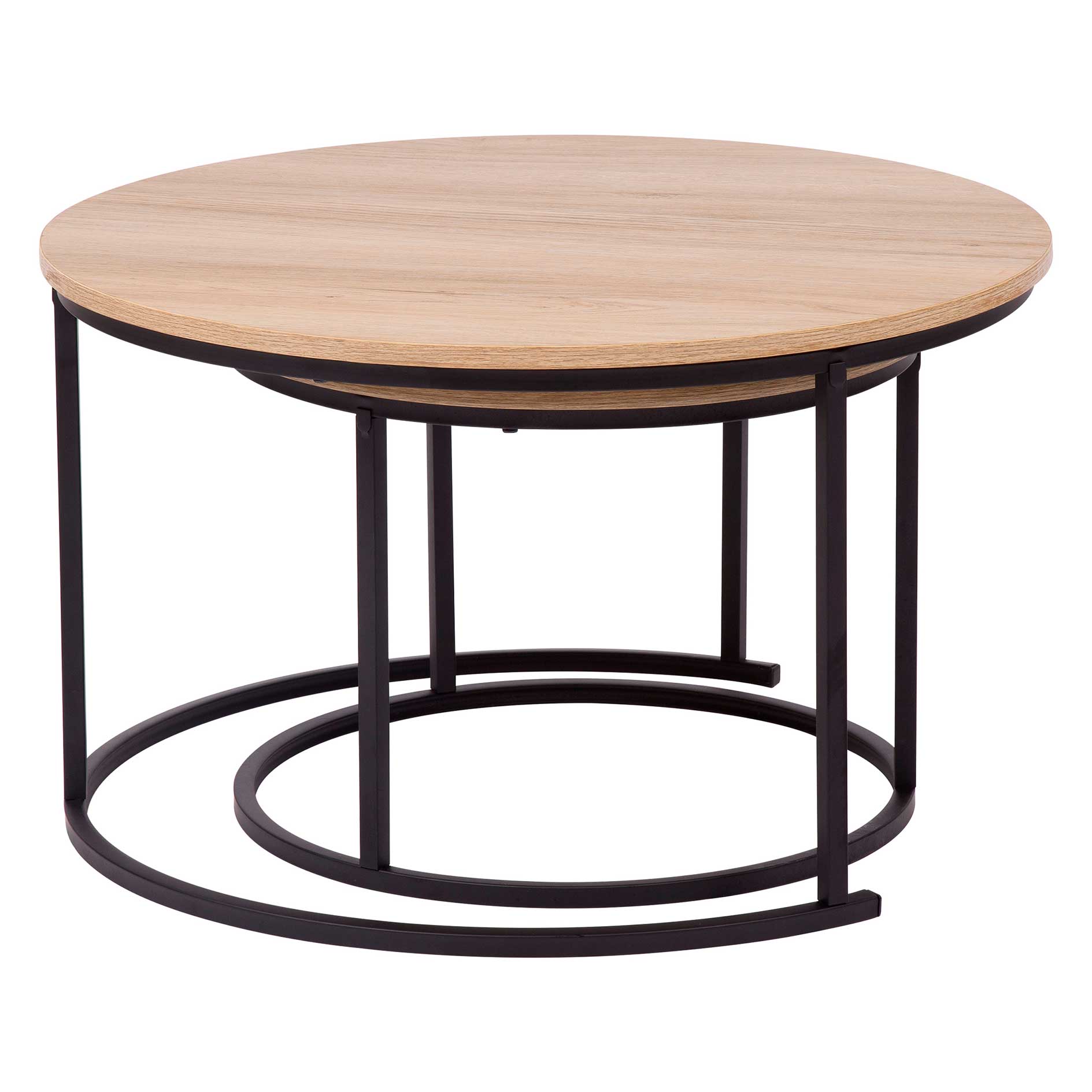 2er-Set Couchtisch - Artisan Eiche - Gestell schwarz