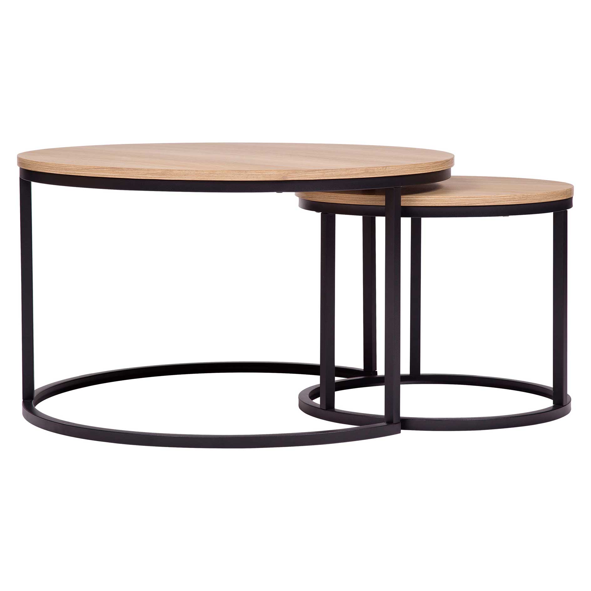 2er-Set Couchtisch - Artisan Eiche - Gestell schwarz