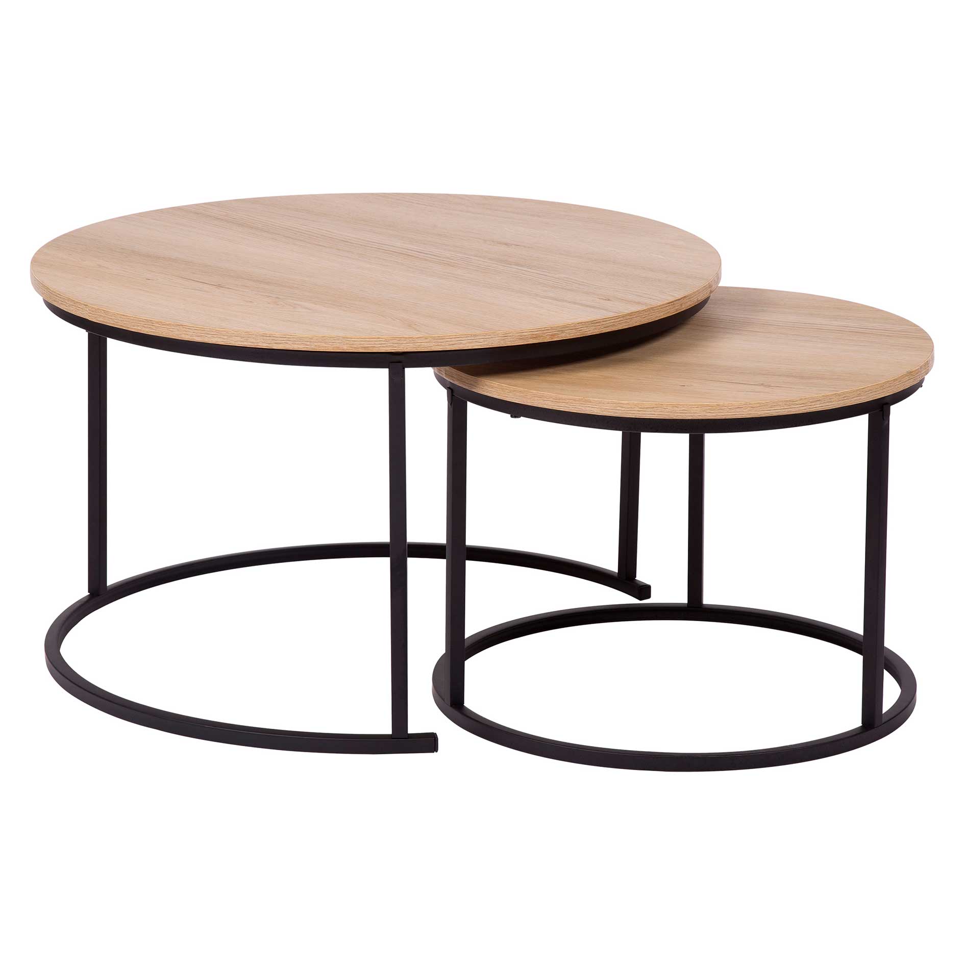 2er-Set Couchtisch - Artisan Eiche - Gestell schwarz