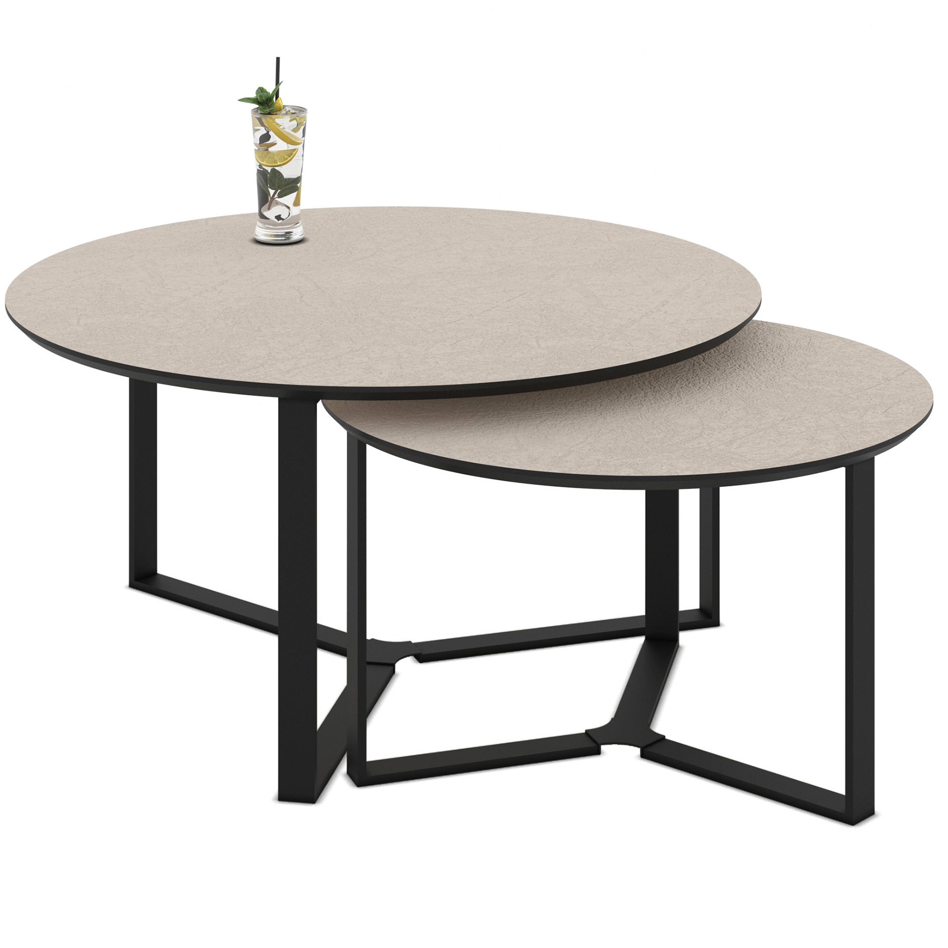 2er-Set Couchtisch - cashmere-schwarz