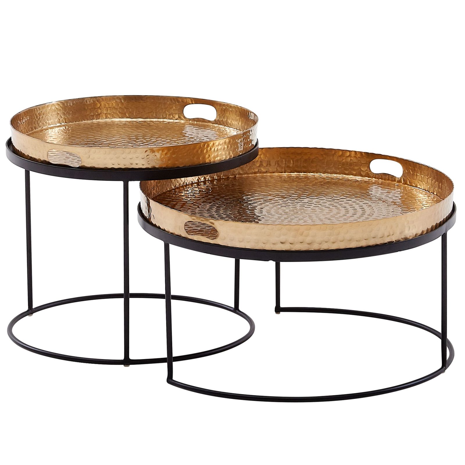 2er-Set Couchtisch - gold-schwarz - Ø 56 cm