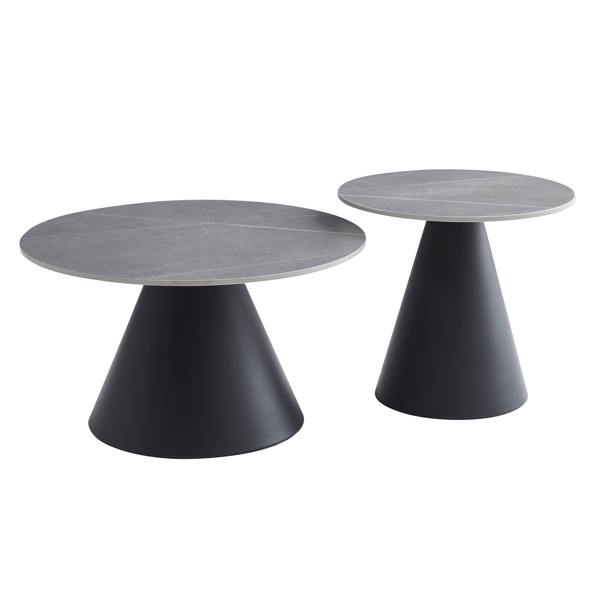 2er-Set Couchtisch - schwarz-grau - Marmoroptik
