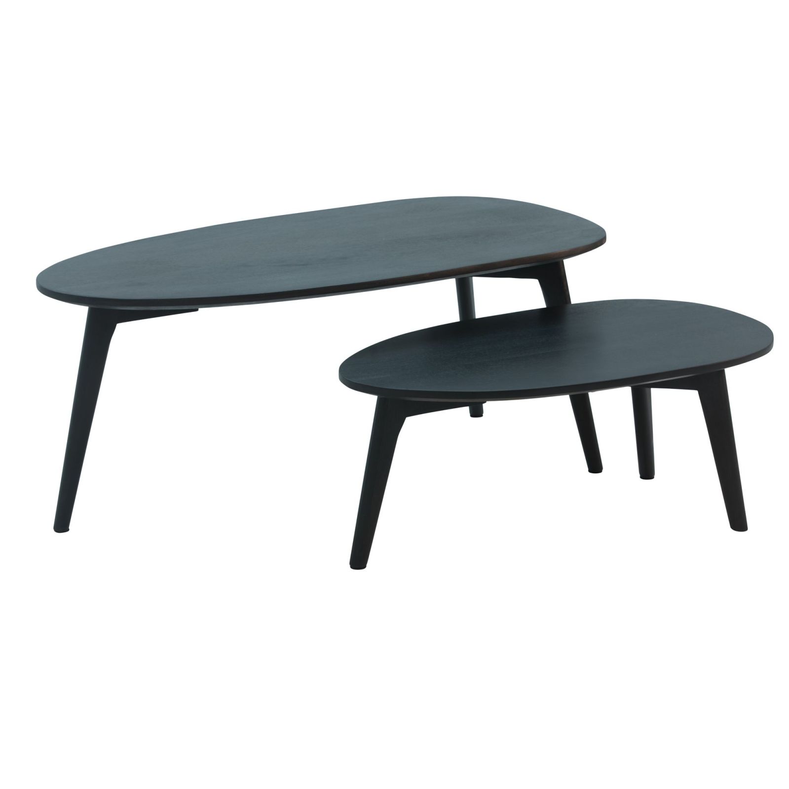 2er-Set Couchtisch - schwarz - Massivholz - 100 cm