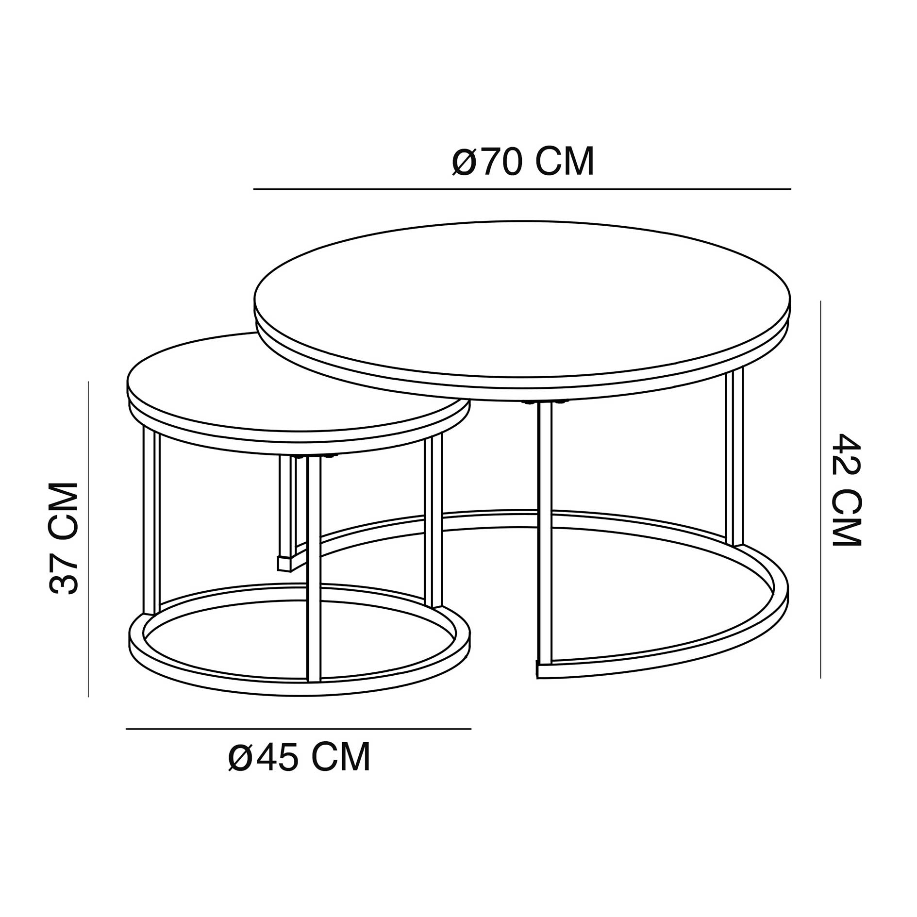 2er-Set Couchtisch - weiß-schwarze Marmoroptik - Gestell schwarz