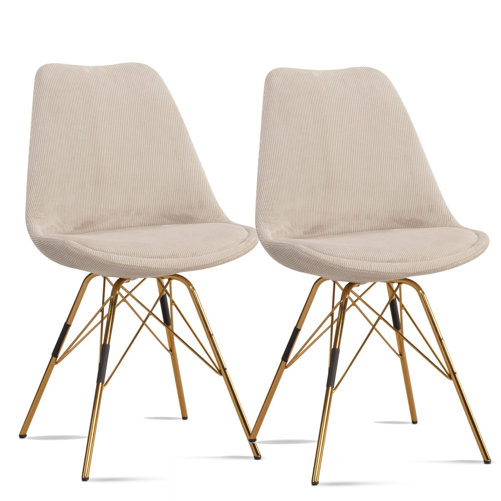 2er-Set Esszimmerstuhl - beige-gold - Cord