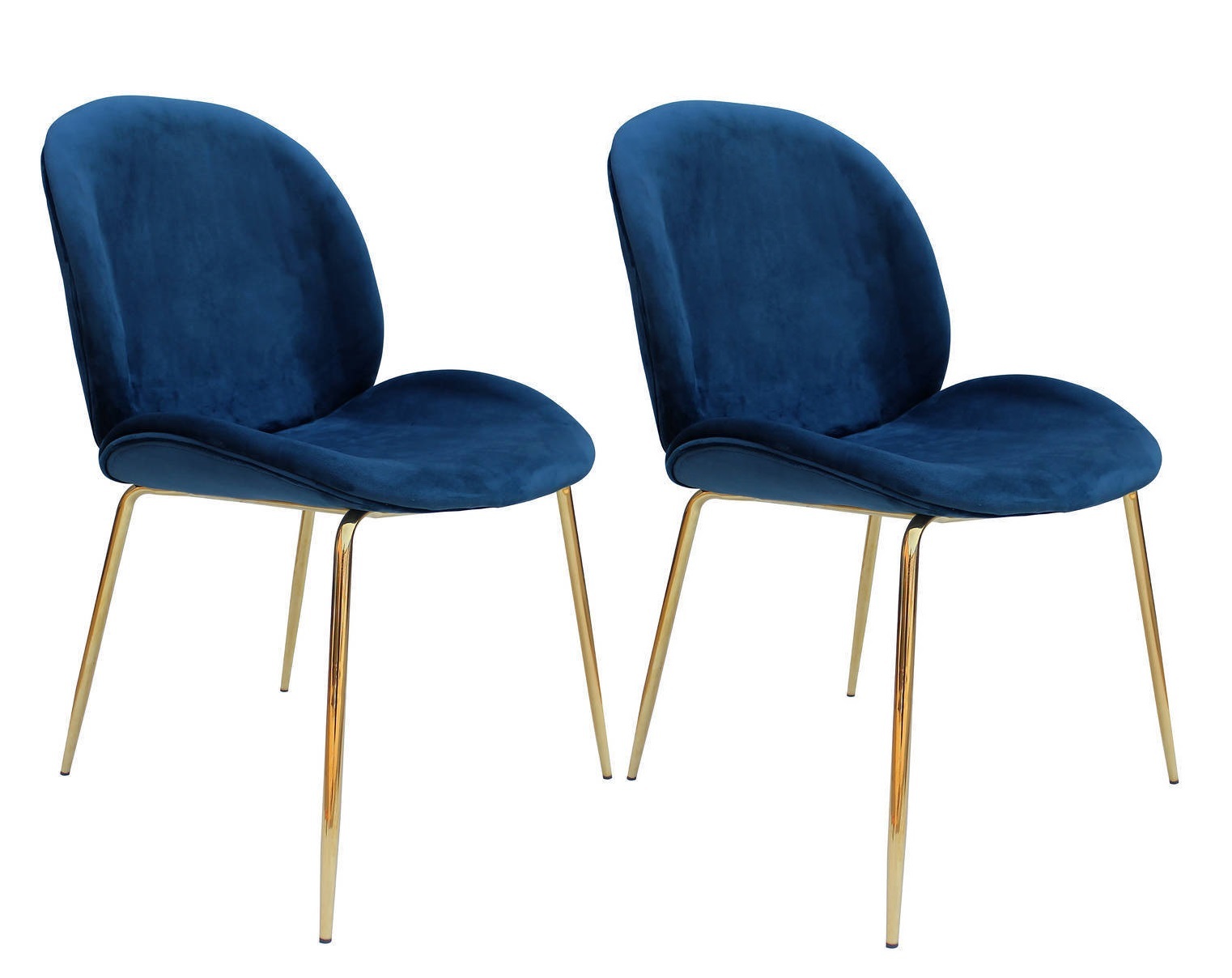 2er-Set Esszimmerstuhl CHARLIZE 110 - blau-messing - Samtbezug
