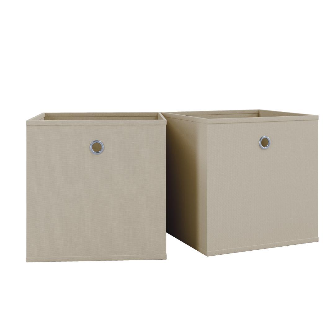 2er-Set Faltboxen BOXAS - weiß-natur - quadratisch