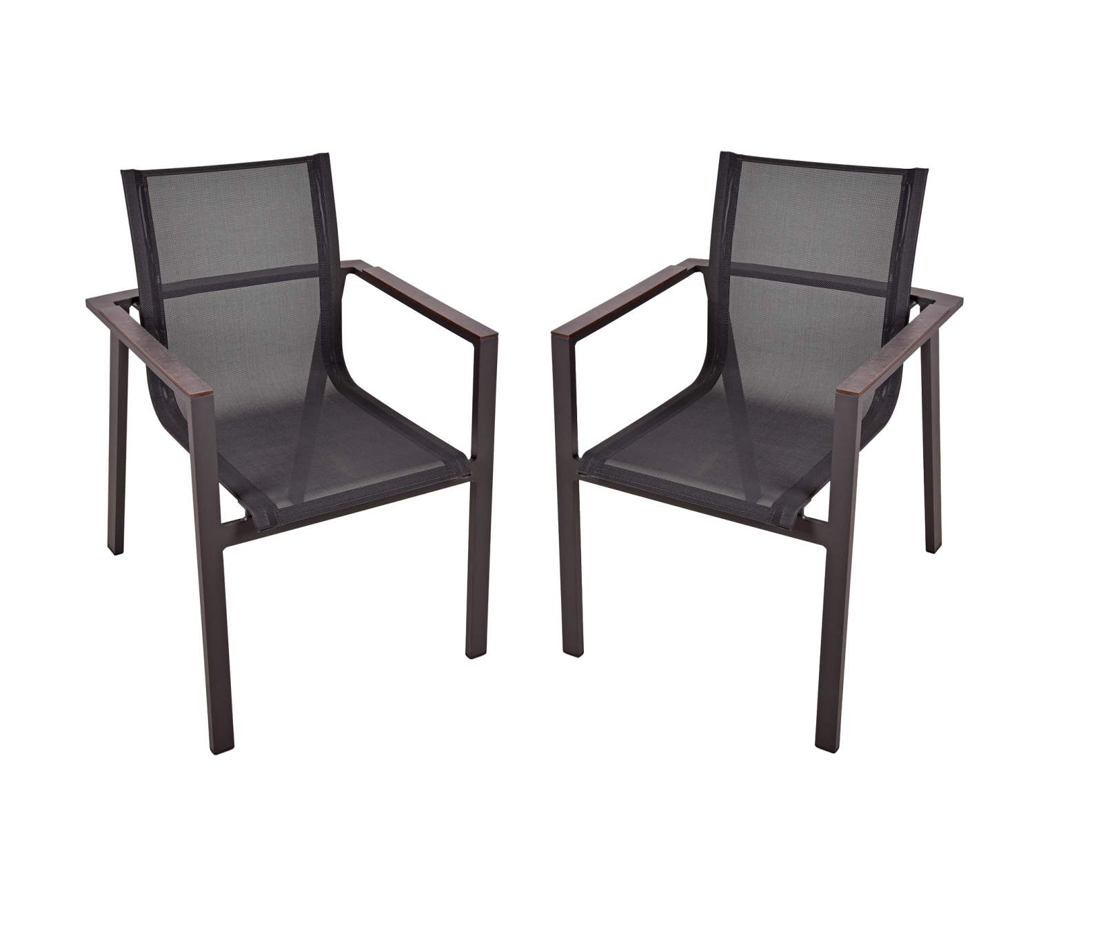 2er-Set Gartenstühle SOPHIA - pfefferschwarz - Aluminium - stapelbar
