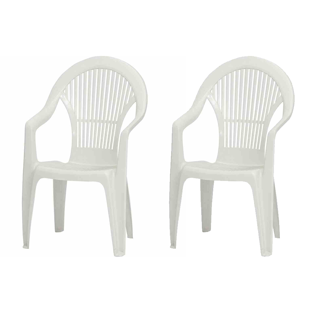 2er-Set Gartenstuhl VEGA - weiß - Kunststoff - stapelbar