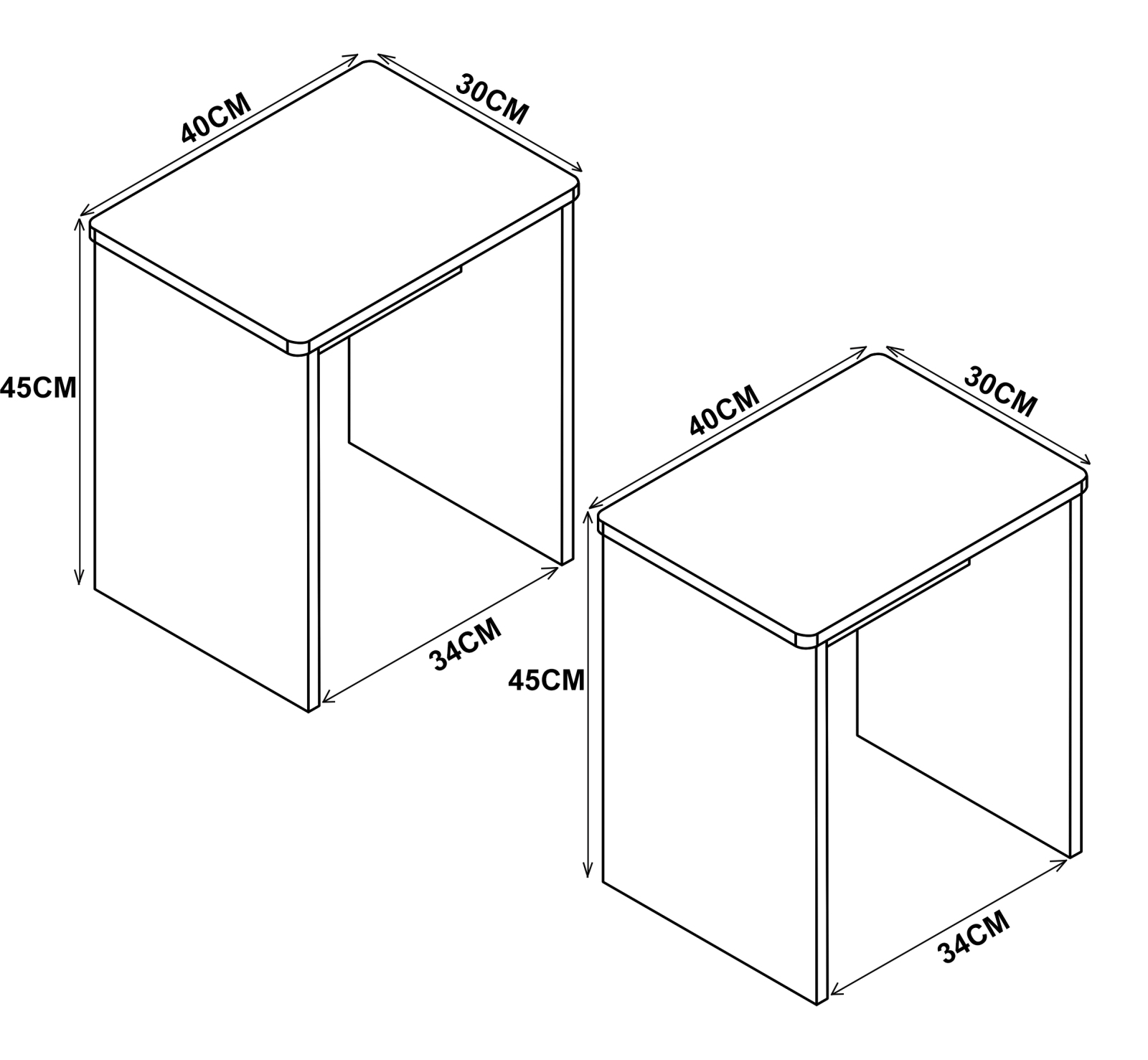 2er-Set Hocker ESAL - Sonoma Eiche - 40 cm breit