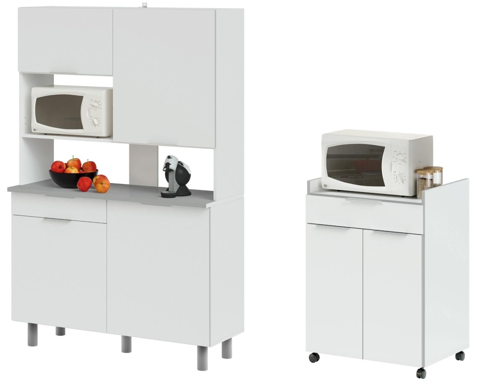 2er-Set Küchenbuffet URBAN 1 - weiß Hochglanz - 185 cm hoch