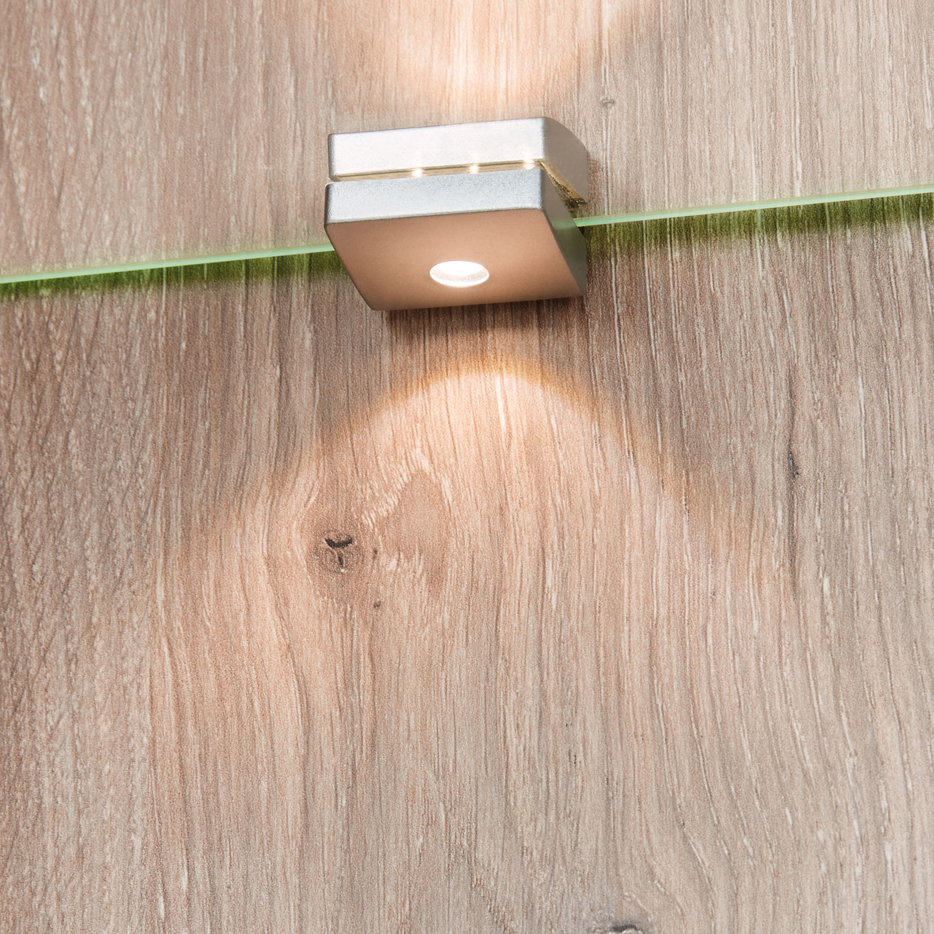 2er-Set LED-Glasboden-Clips - silber - neutralweiß