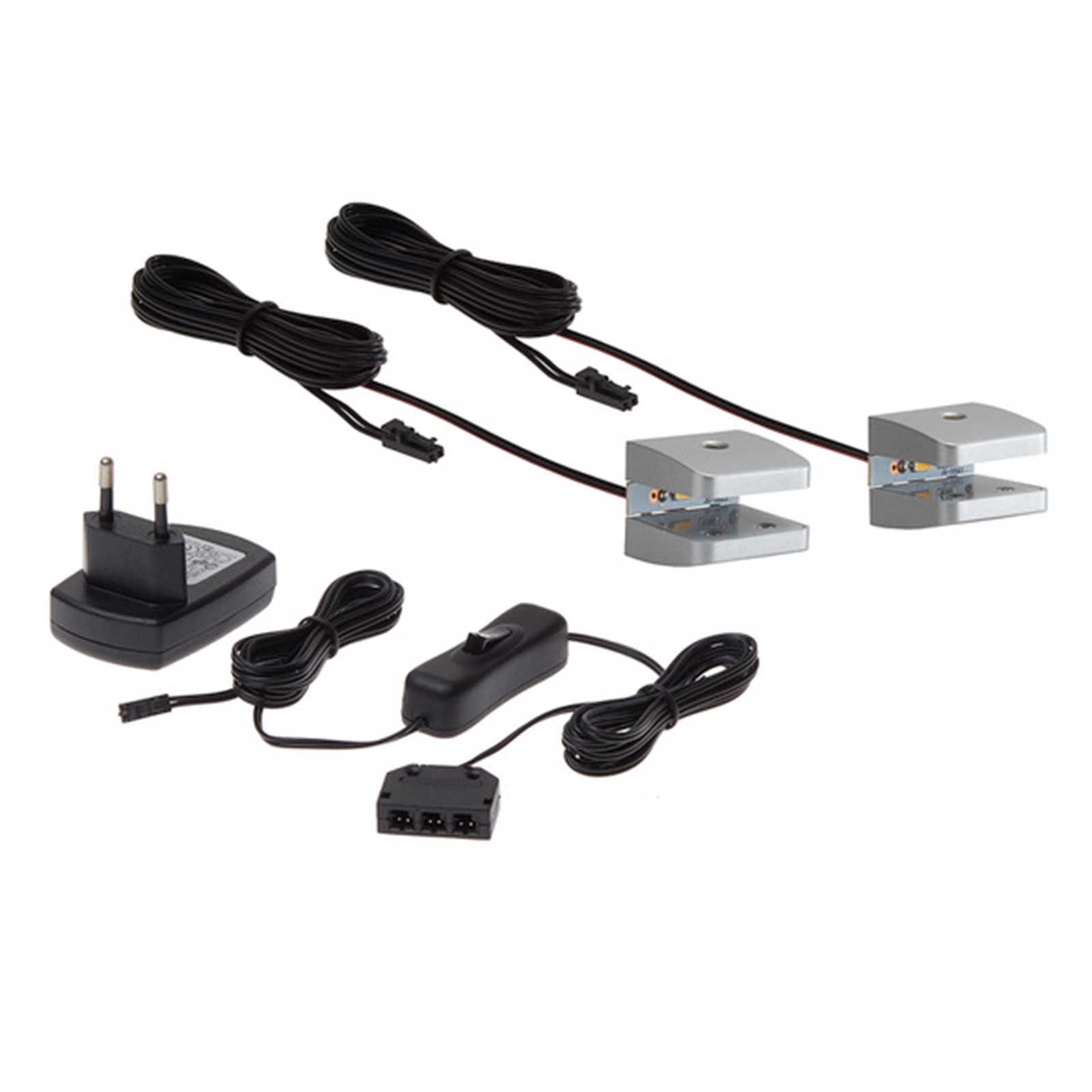 2er-Set LED-Glasboden-Clips - silber - neutralweiß