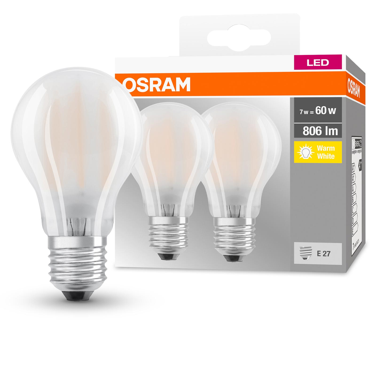 2er-Set LED-Leuchtmittel BASE CLA60 -  Filament AGL - E27