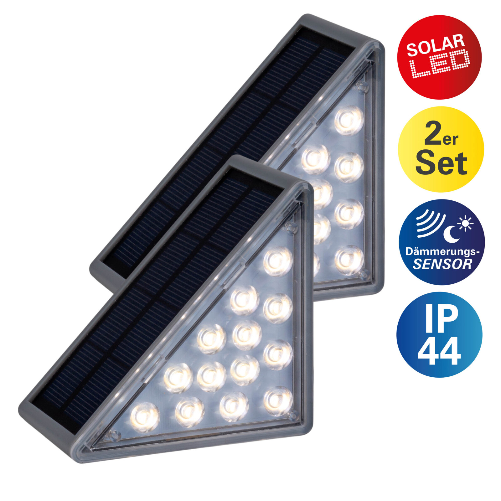 2er-Set LED-Solar-Treppenleuchte SCALA - grau