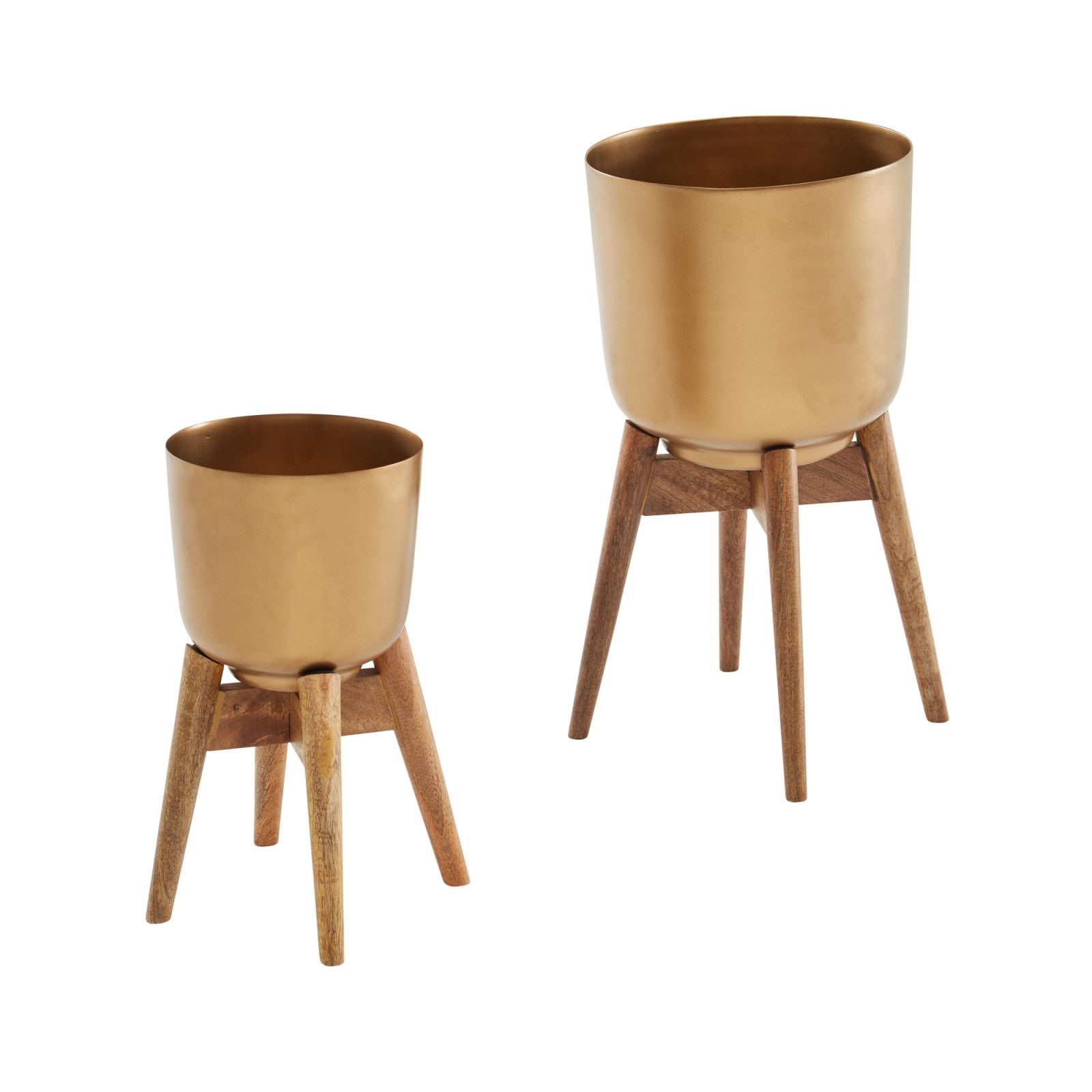 2er-Set Pflanzgefäß - goldfarben - Aluminium
