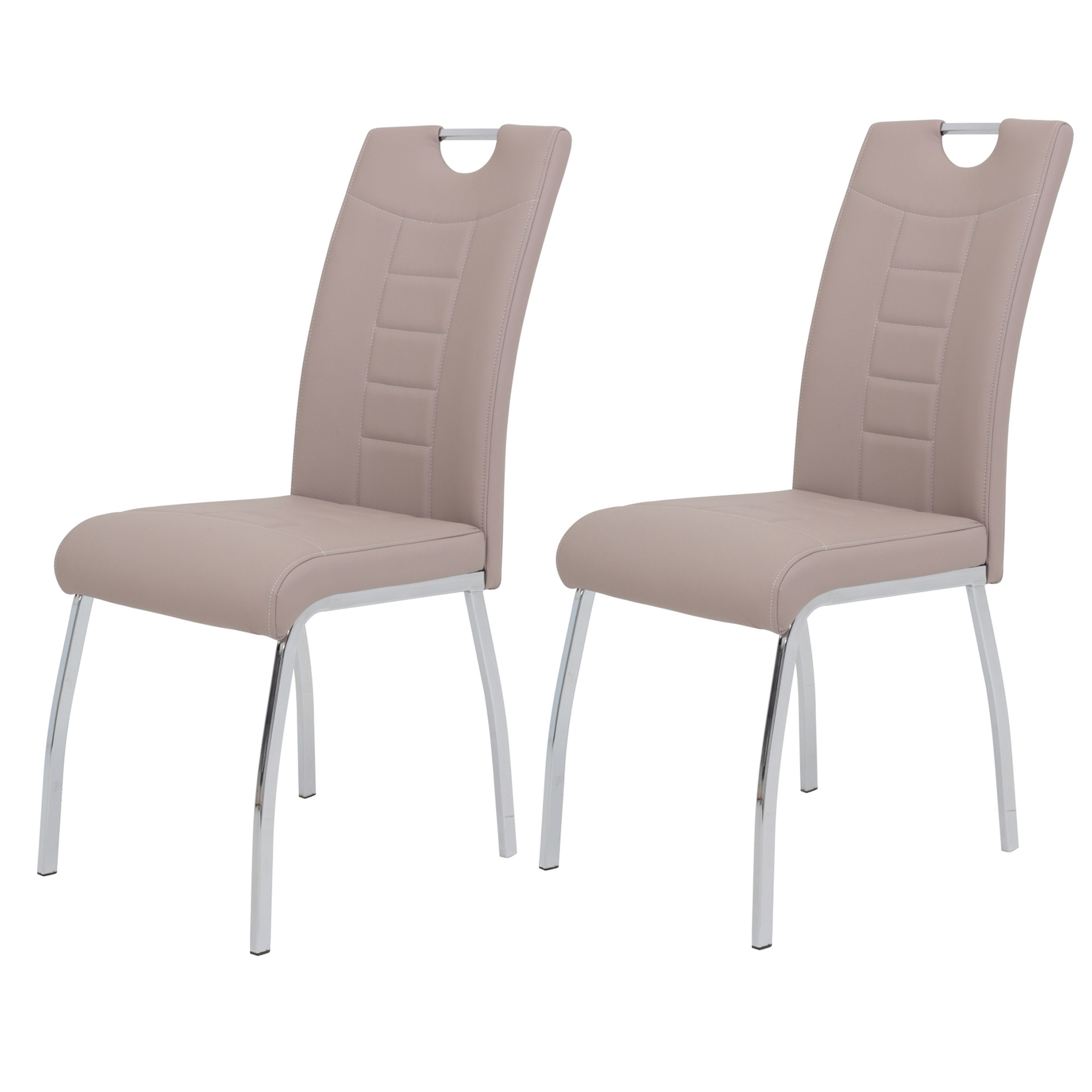 2er-Set Polsterstühle - cappuccino-chromfarben - Kunstleder
