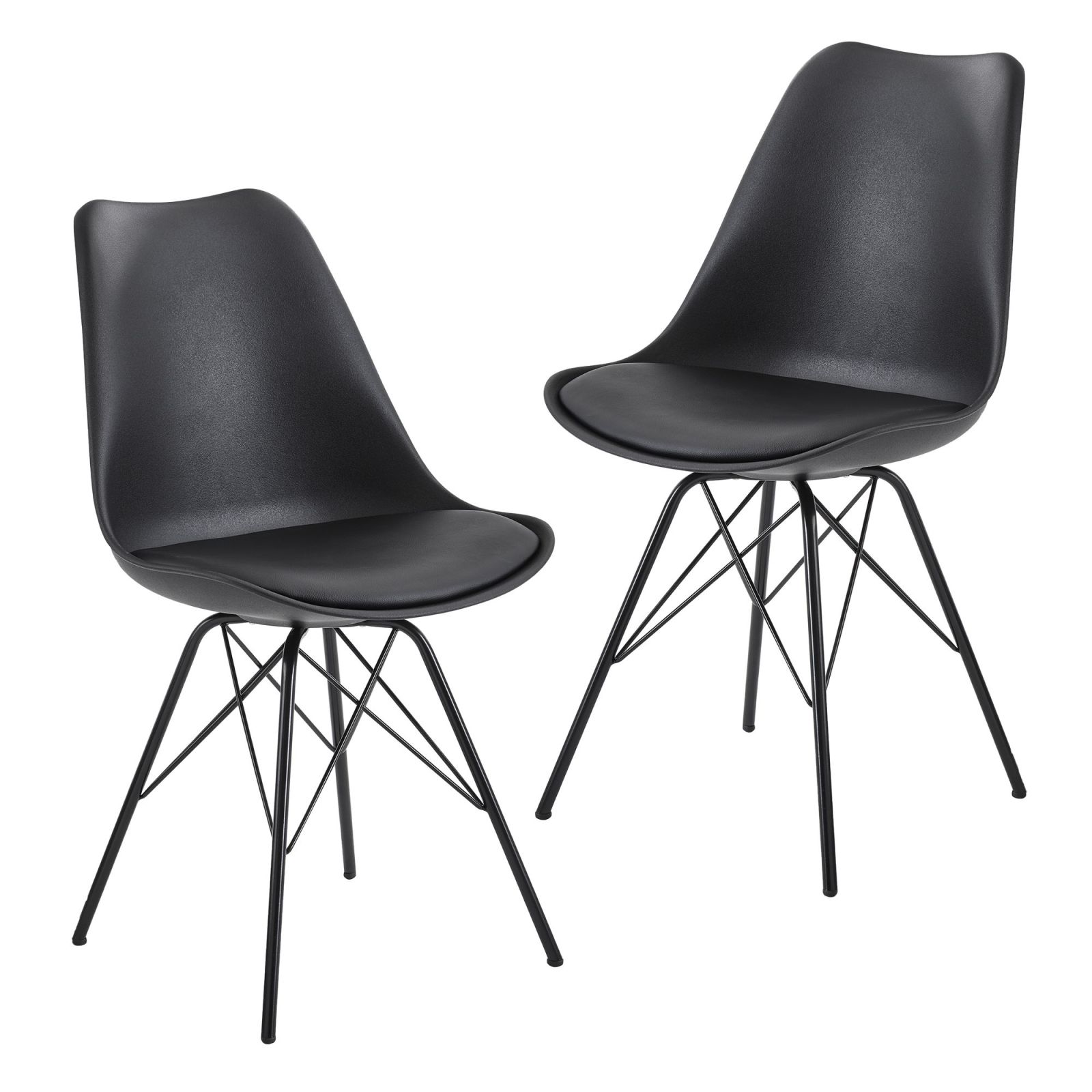 2er-Set Polsterstühle - schwarz - Kunstleder