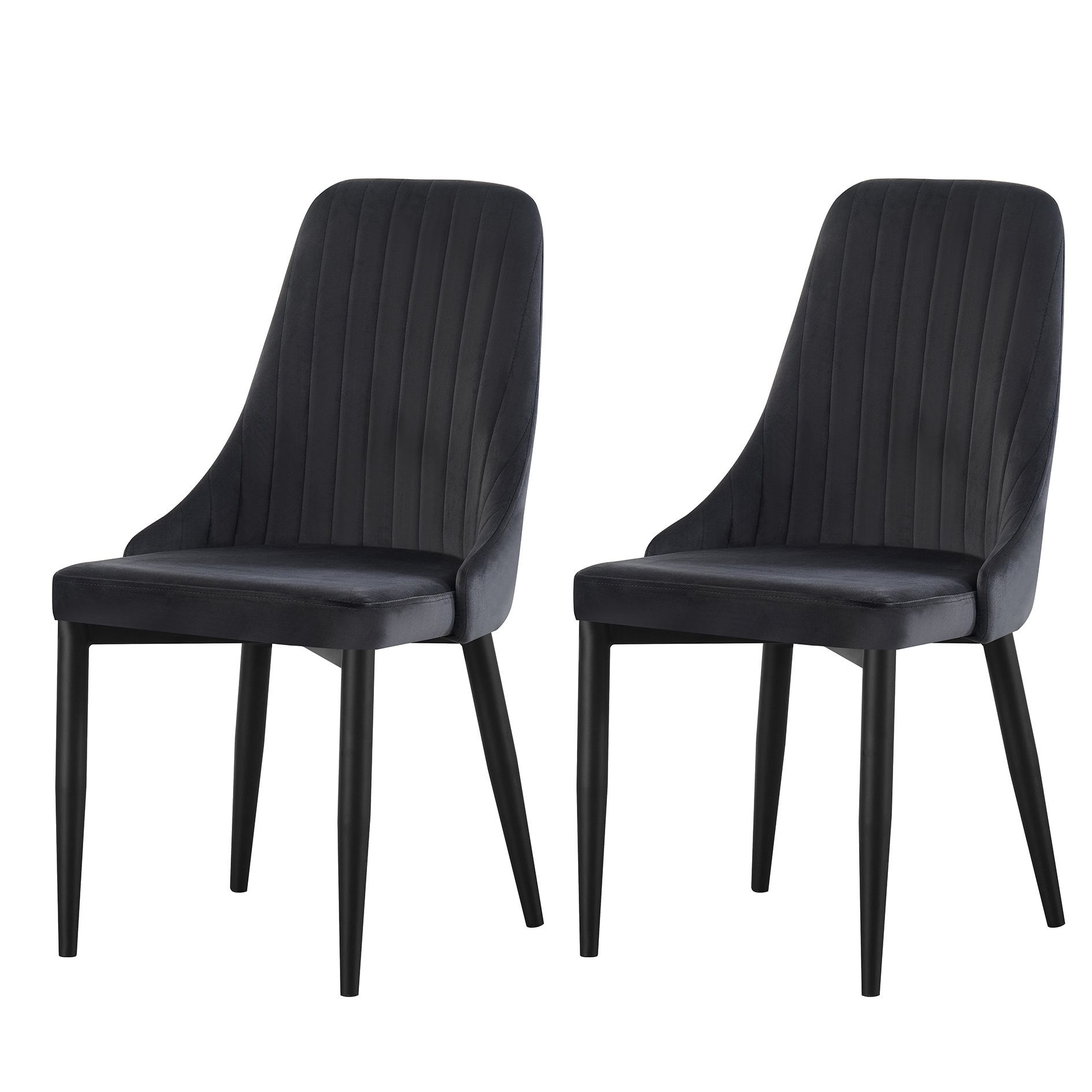 2er-Set Polsterstuhl - anthrazit-schwarz - Velouroptik