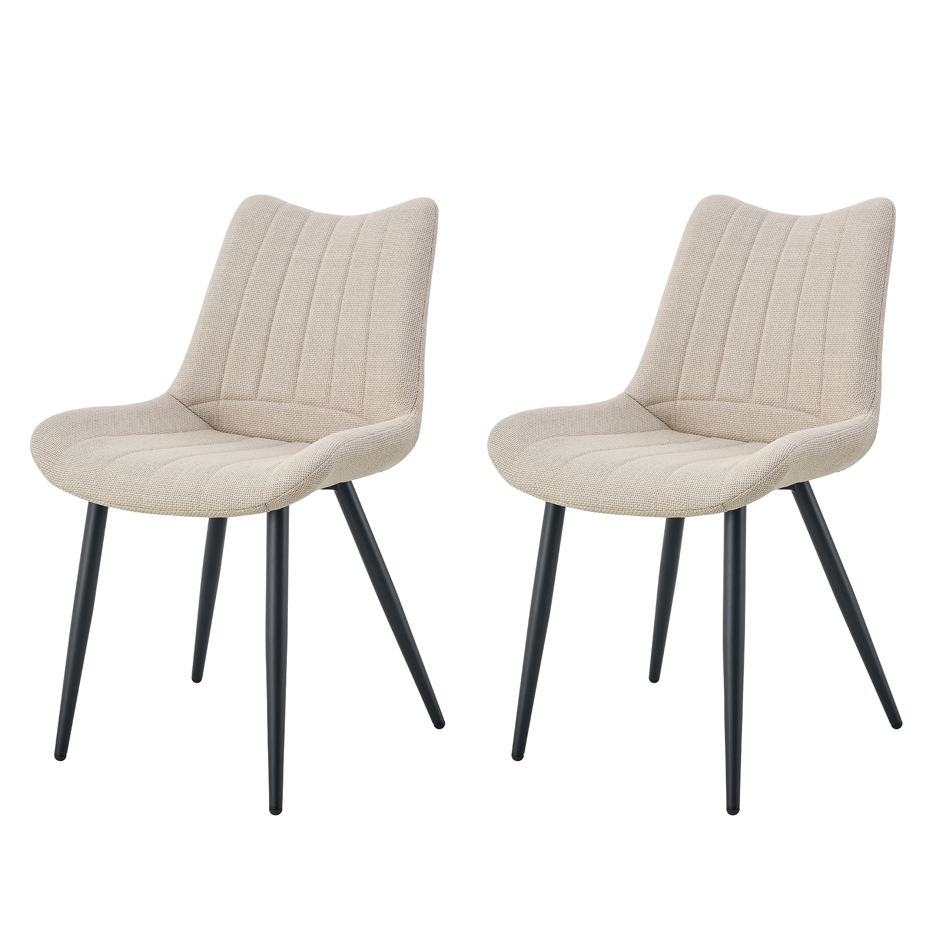 2er-Set Polsterstuhl - creme-schwarz - Webstoff