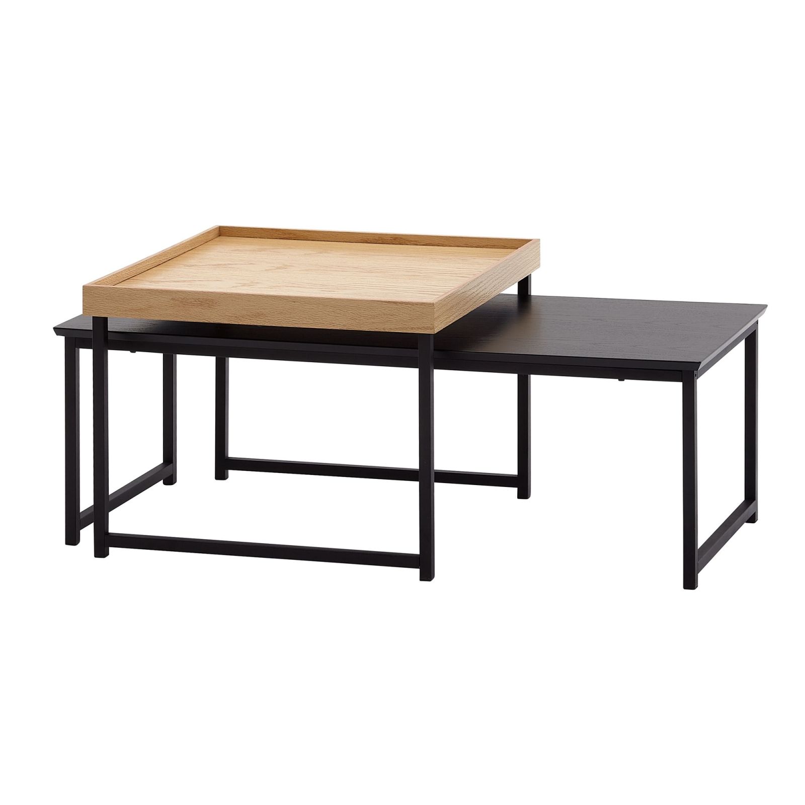 2er-Set Satztisch - eiche-schwarz - 110x48x37 cm