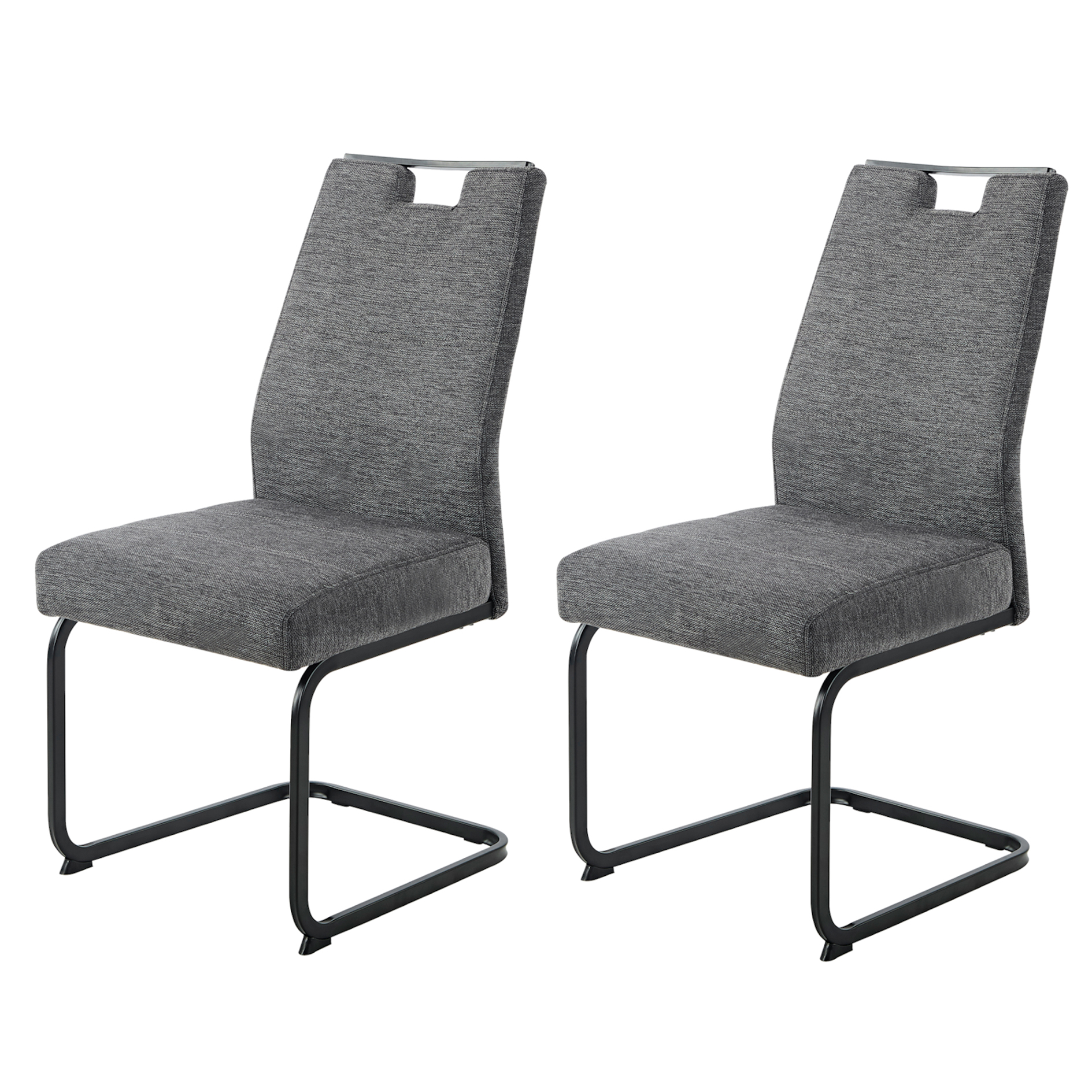 2er-Set Schwingstühle - anthrazit-schwarz - Vintage-Optik
