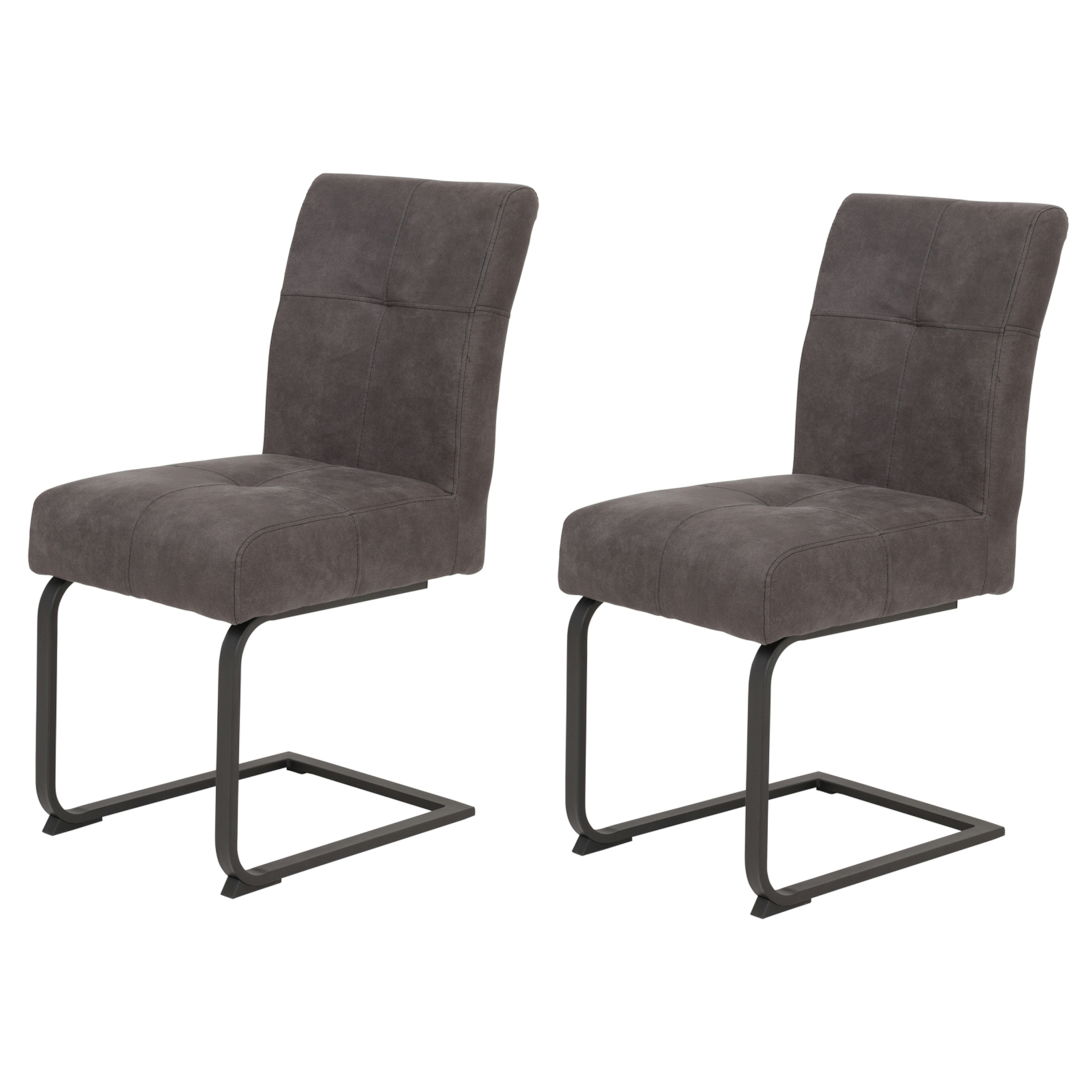 2er-Set Schwingstühle - Vintage anthrazit - mit Federkorb