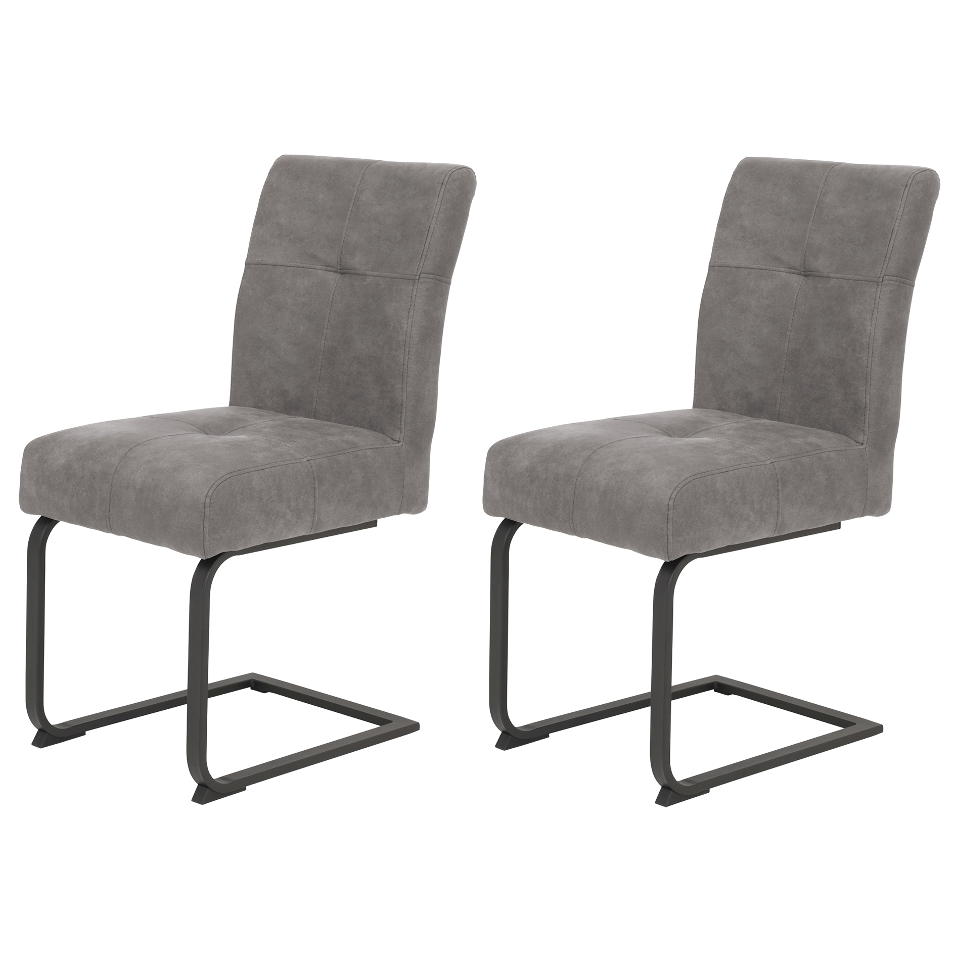 2er-Set Schwingstühle - Vintage grau - mit Federkorb