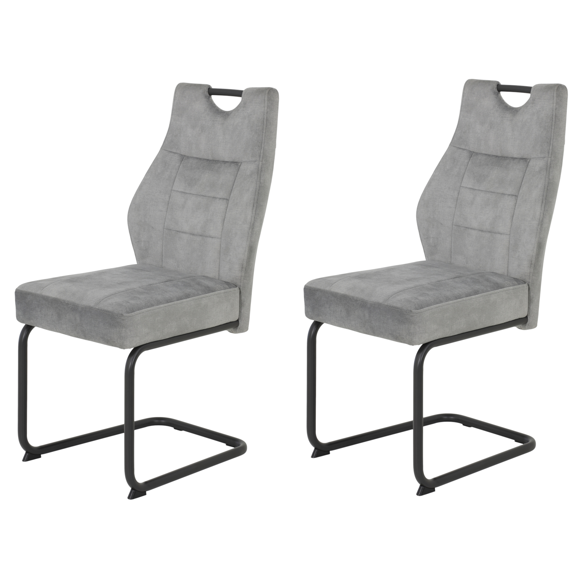 2er-Set Schwingstühle - Vintage silber - Samtvelour