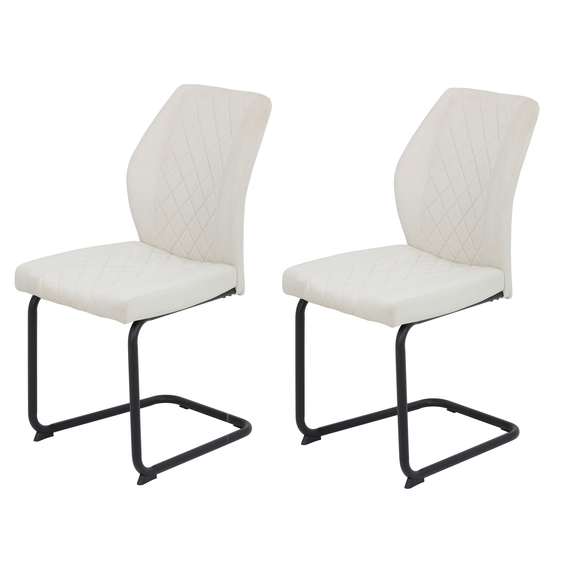 2er-Set Schwingstuhl - beige - Samtvelour