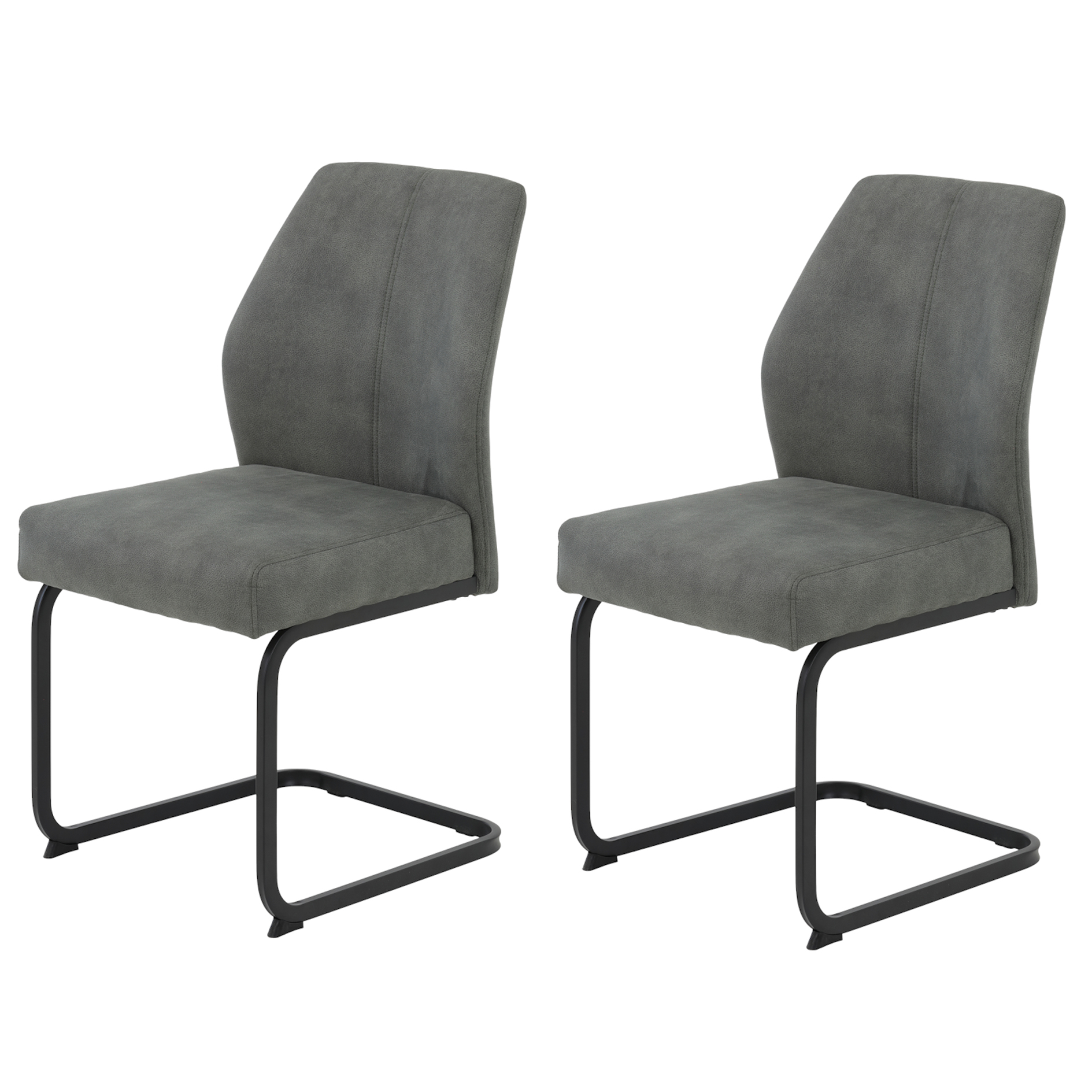 2er-Set Schwingstuhl - Vintage anthrazit - Microfaser