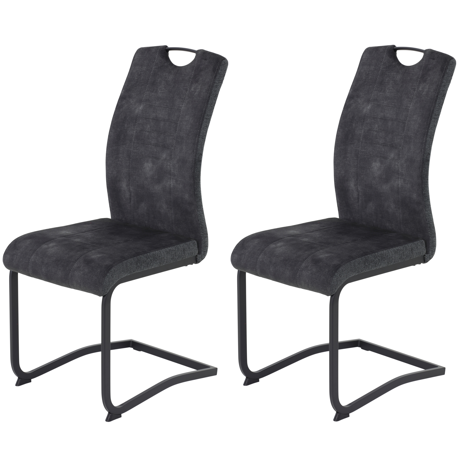 2er-Set Schwingstuhl - Vintage anthrazit - Samt - Cordoptik