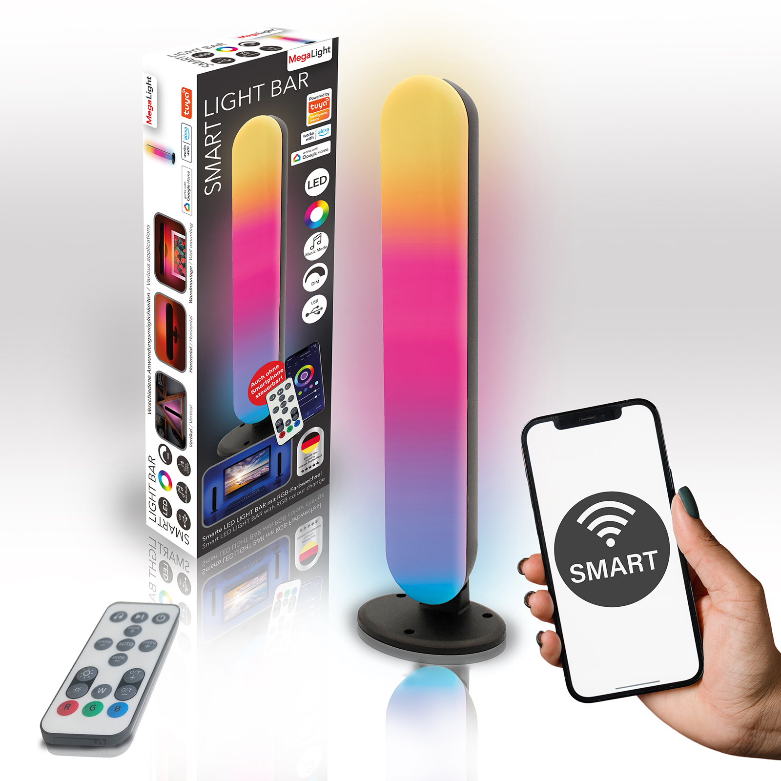 2er-Set SMART-LED-RGB-Lightbar - dimmbar - per App-steuerbar