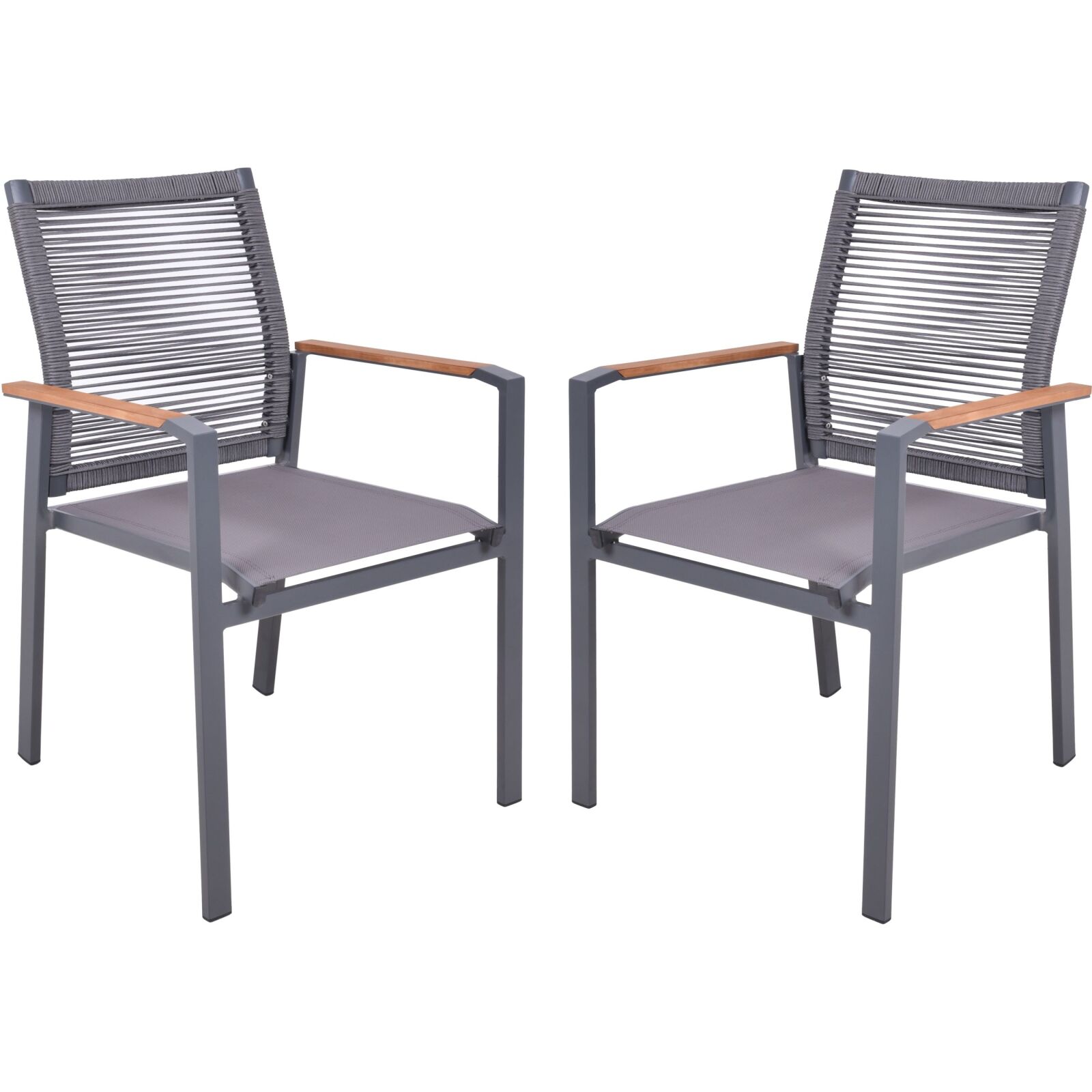 2er-Set Stapelstuhl DAVINA - anthrazit-natur - Aluminium