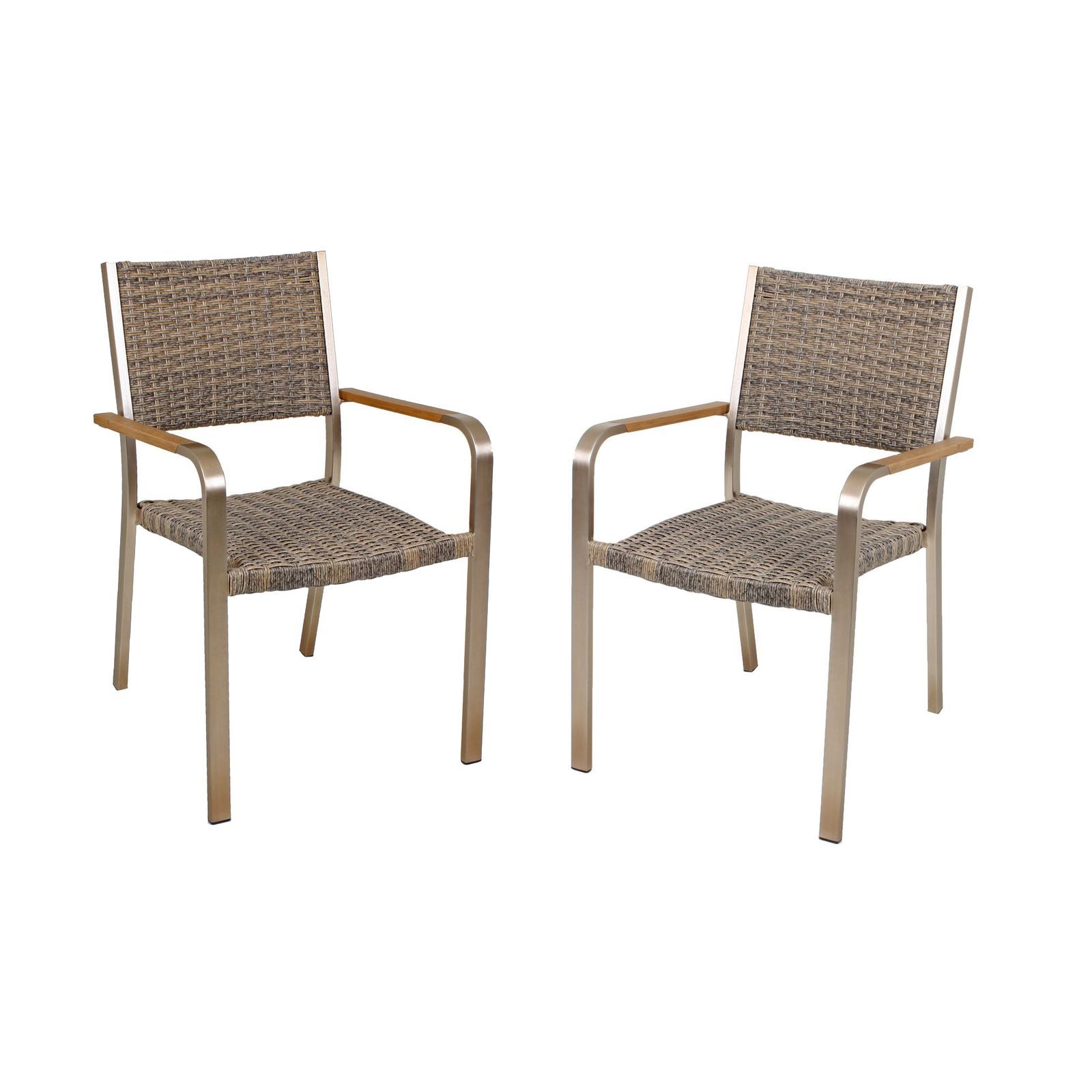 2er-Set Stapelstuhl FLORENCE - champagner-sesambraun - Aluminium