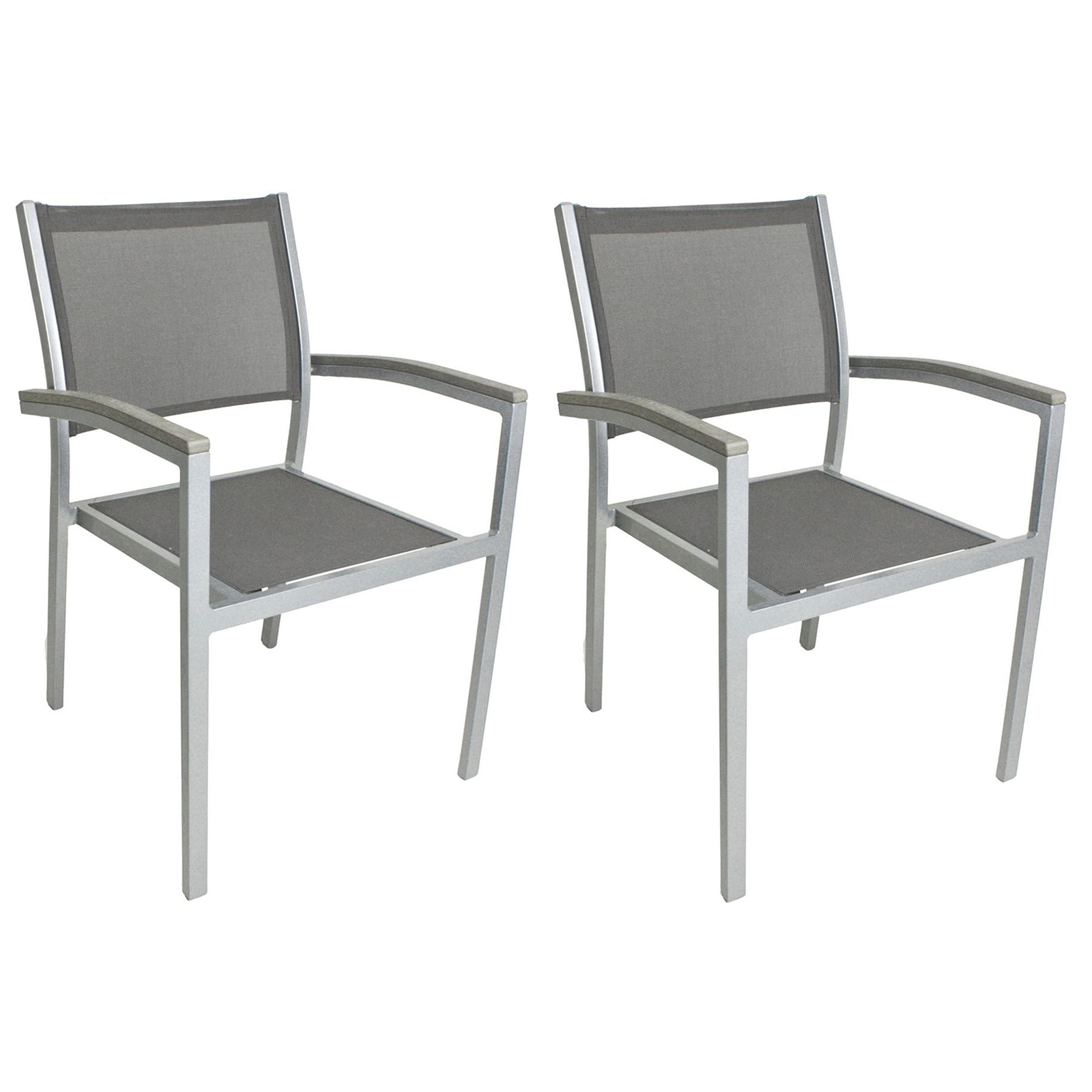2er-Set Stapelstuhl GRACE - grau - Aluminium