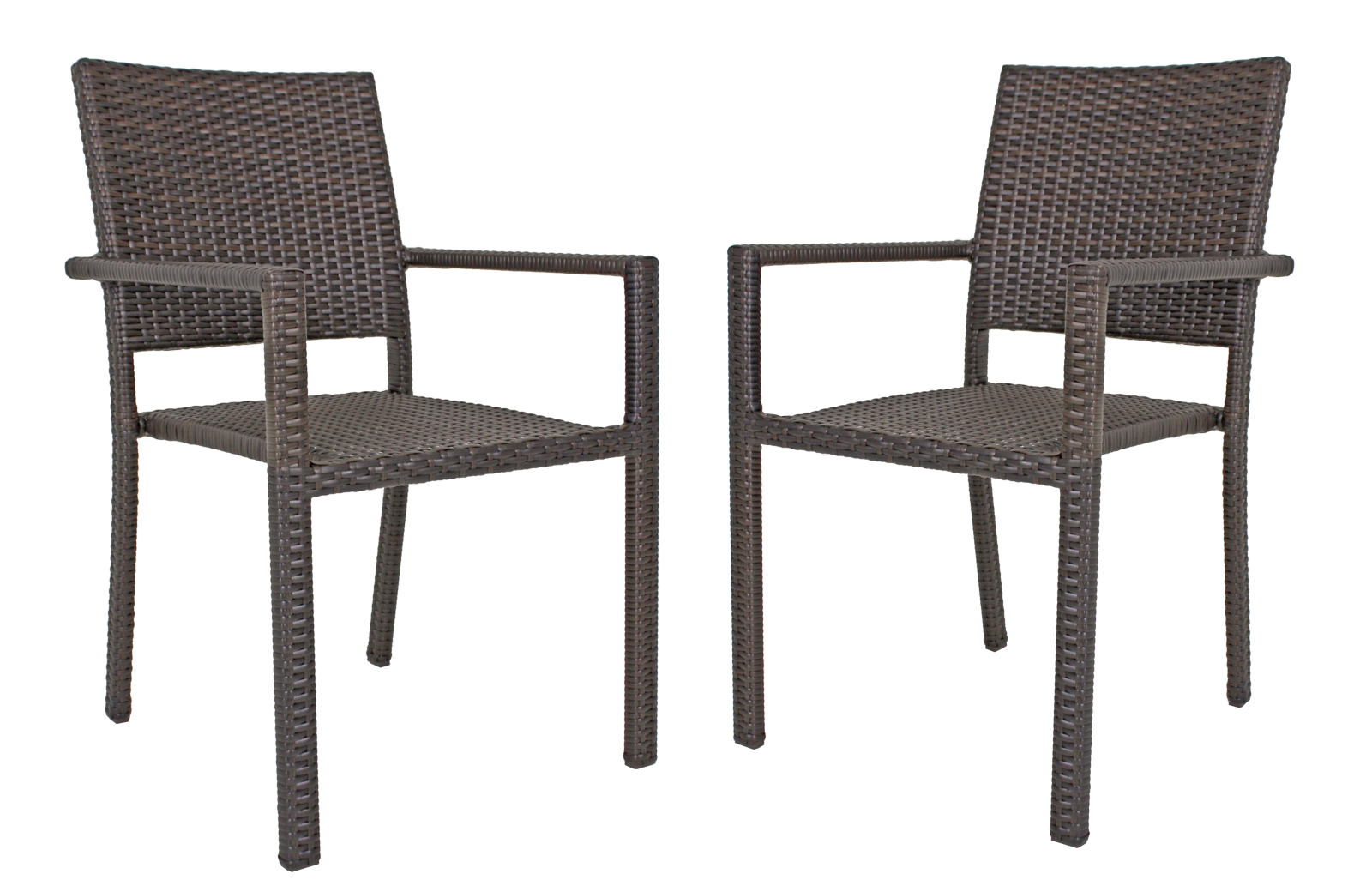 2er-Set Stapelstuhl MALAGA - coffee - Aluminium