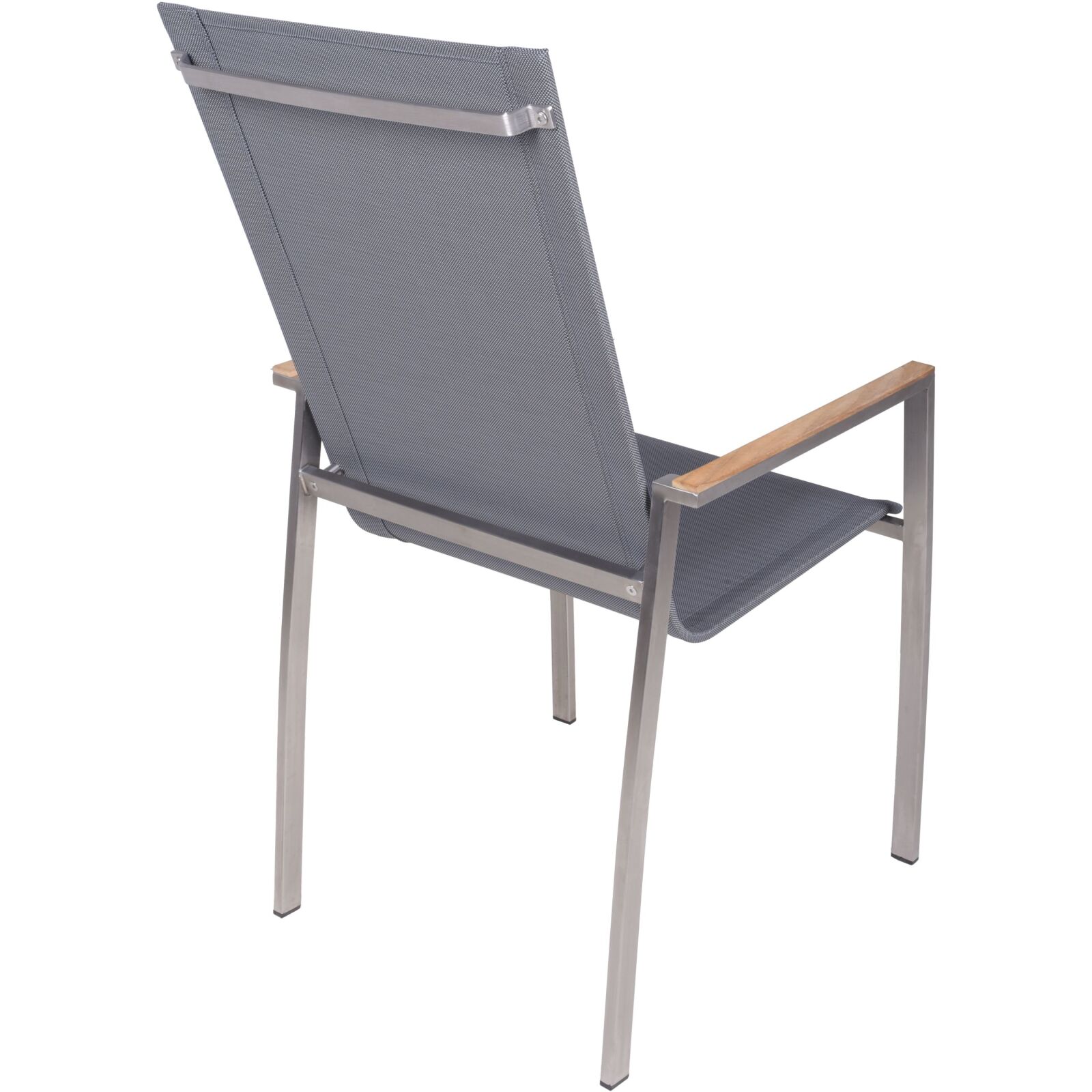 2er-Set Stapelstuhl PAVIA - grau-natur - Edelstahl