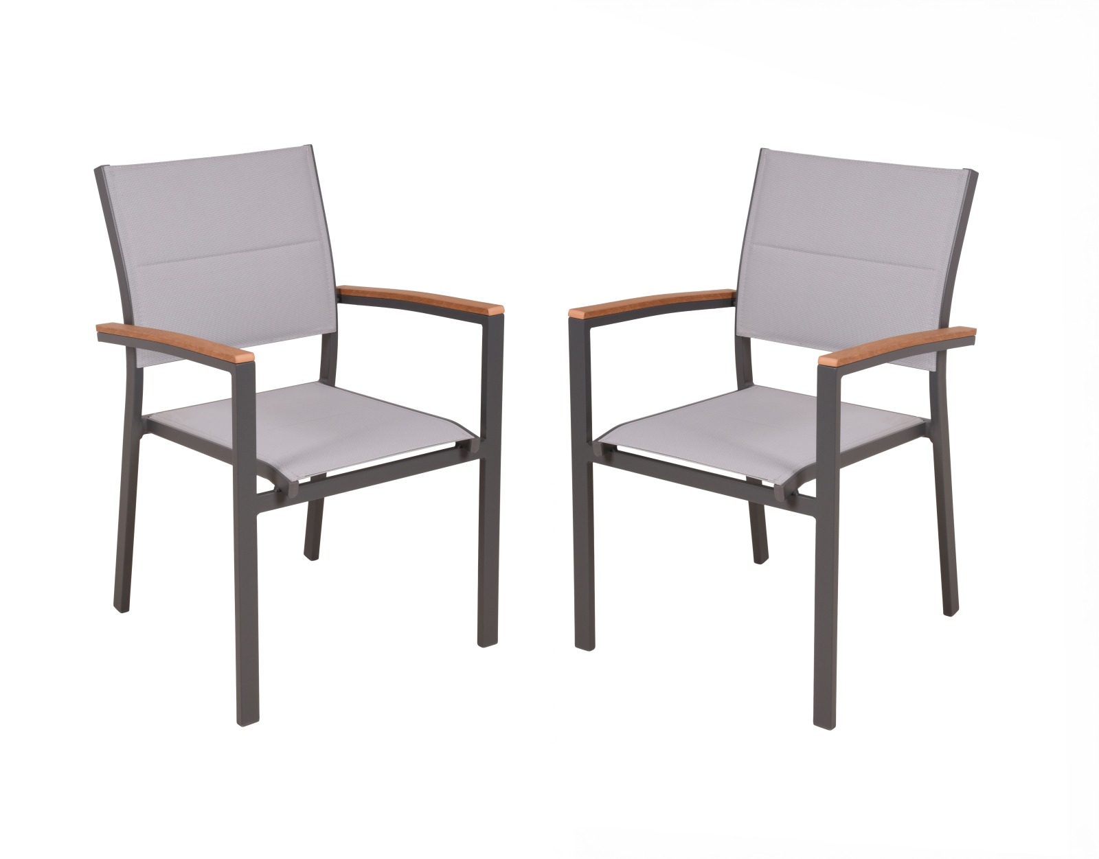 2er-Set Stapelstuhl SILEA - anthrazit - Aluminium