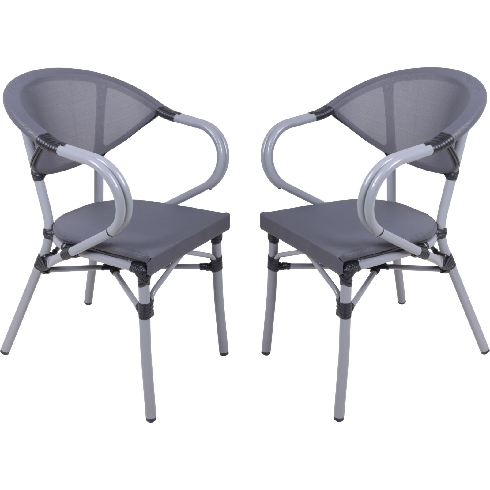 2er-Set Stapelstuhl TOSKANA - dunkelgrau - 82 cm