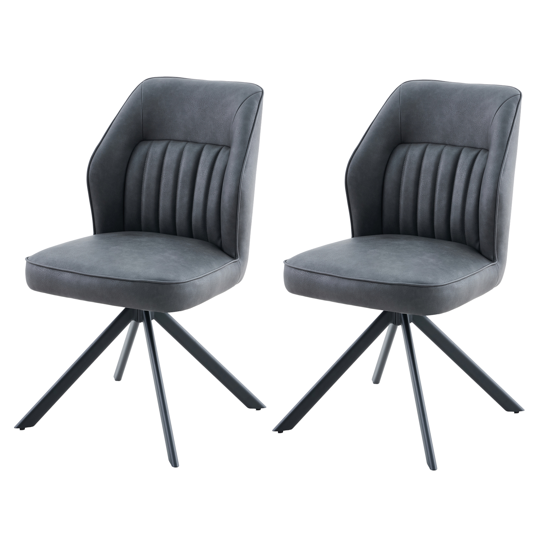 2er-Set Stühle - anthrazit - Lederoptik - drehbar