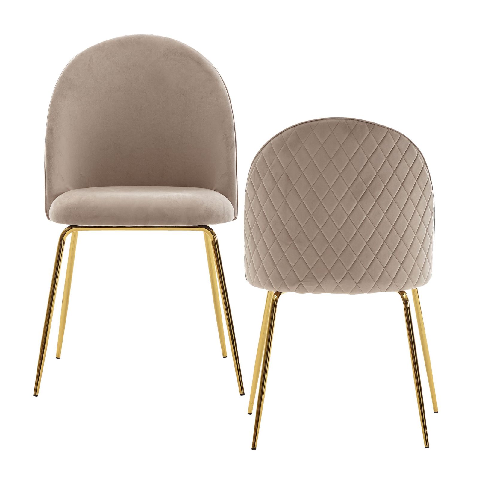 2er-Set Stühle - beige-gold - Samt