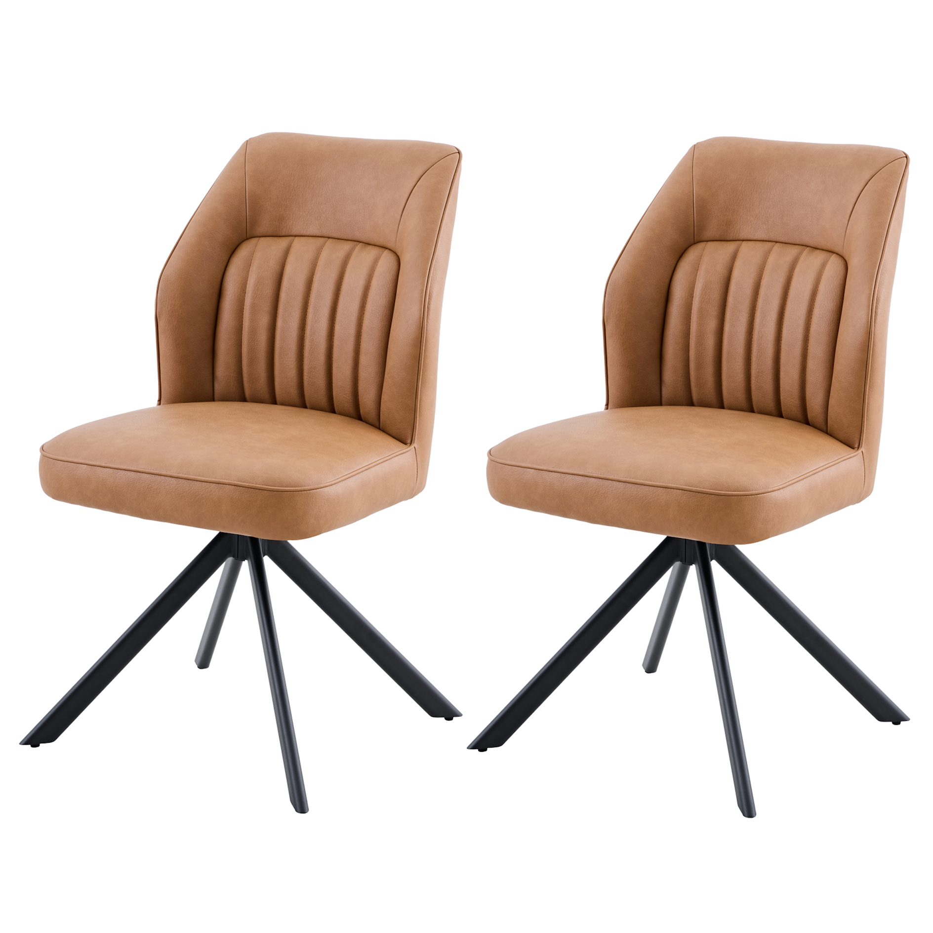 2er-Set Stühle - cognac - Lederoptik - drehbar