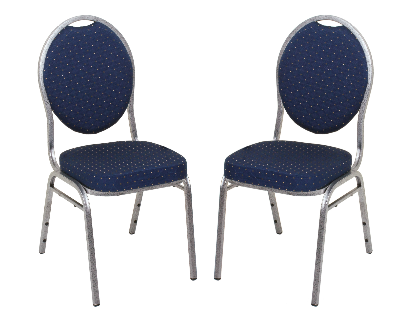 2er-Set Stuhl BANKETT - blau-silber - gepunktetes Polster