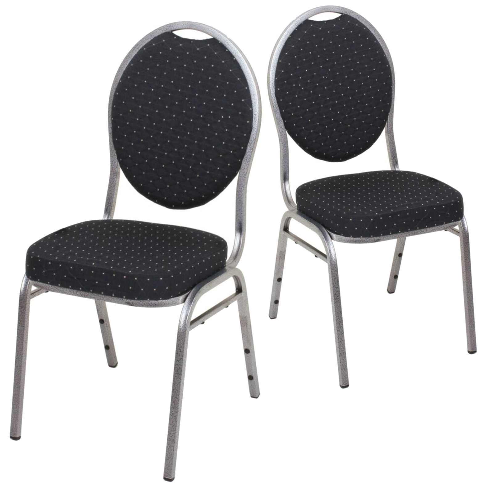 2er-Set Stuhl BANKETT - silber-schwarz - gepunktetes Polster