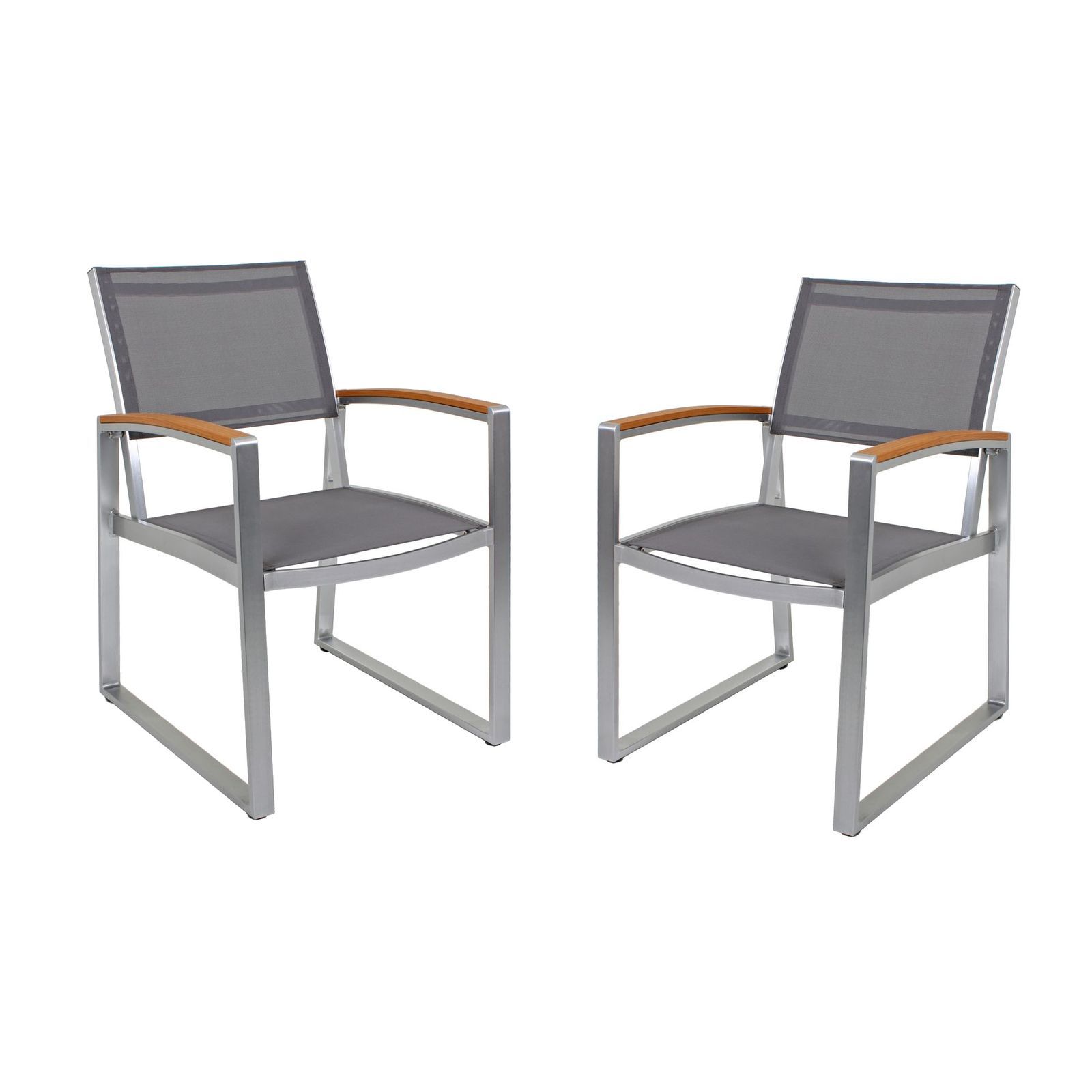 2er-Set Stuhl mit Armlehnen AVA - grau - Aluminium