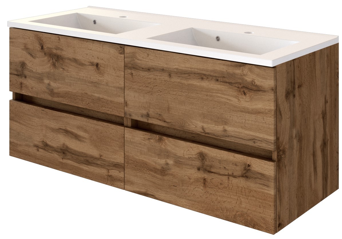 2er-Set Waschtische BAABE - Wotaneiche - mit Mineralgussbecken - 120 cm