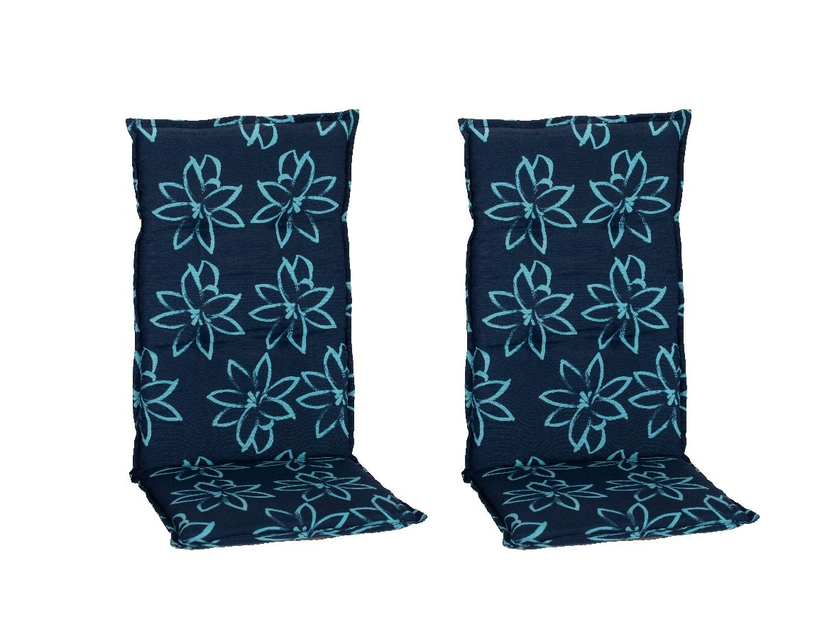 2x Hochlehner-Auflage - blau - Blume - 118x50 cm