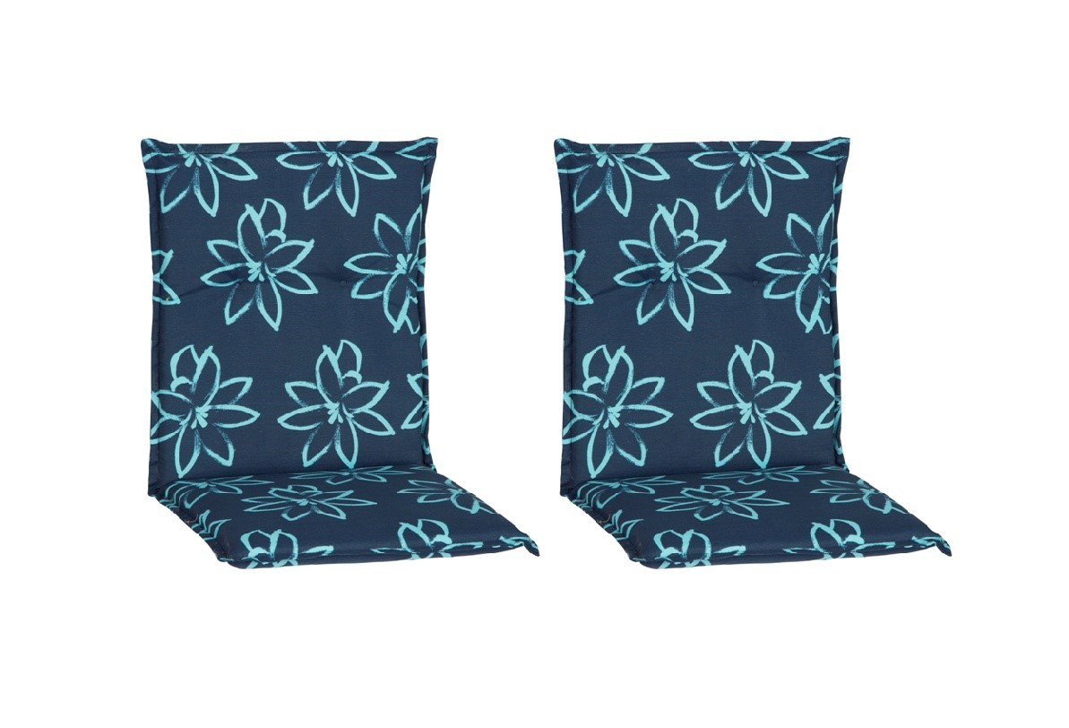 2x Niedriglehner-Auflage - blau - Blume - 101x50 cm